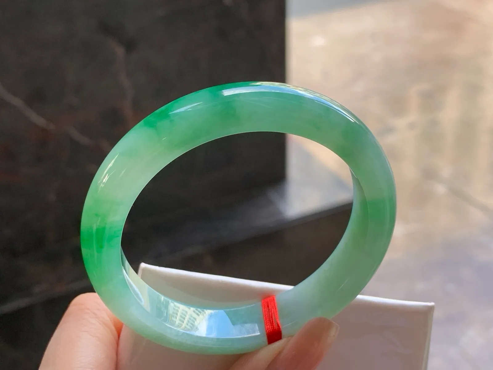 Natural Type A Jadeite Bangle, Icy Green Floating, 54.7mm (5)