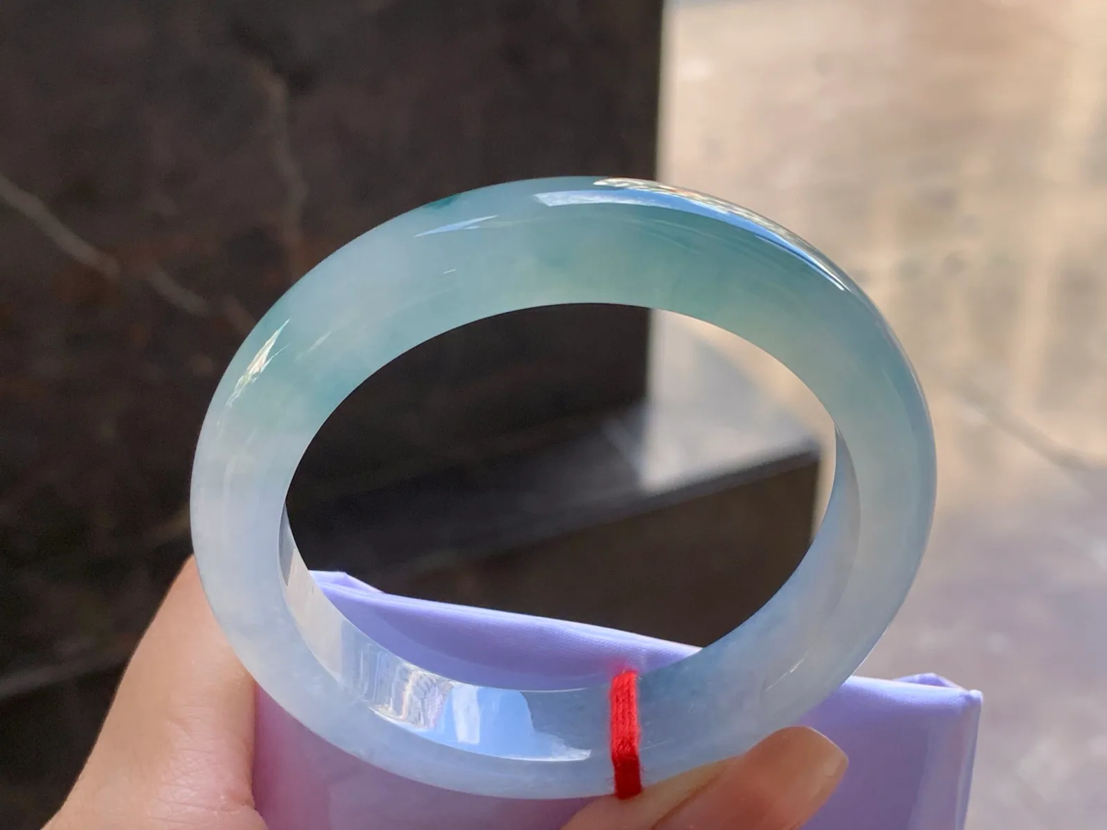 Natural Type A Jadeite Bangle, Icy Blue Floating, 53.4mm (7)
