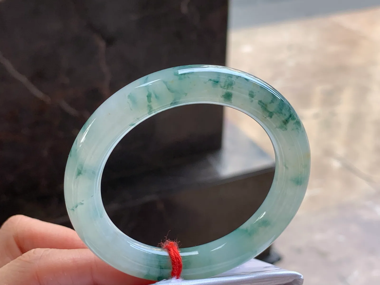 Type A Jadeite Round Bangle, Floating Flower, 53mm (3)