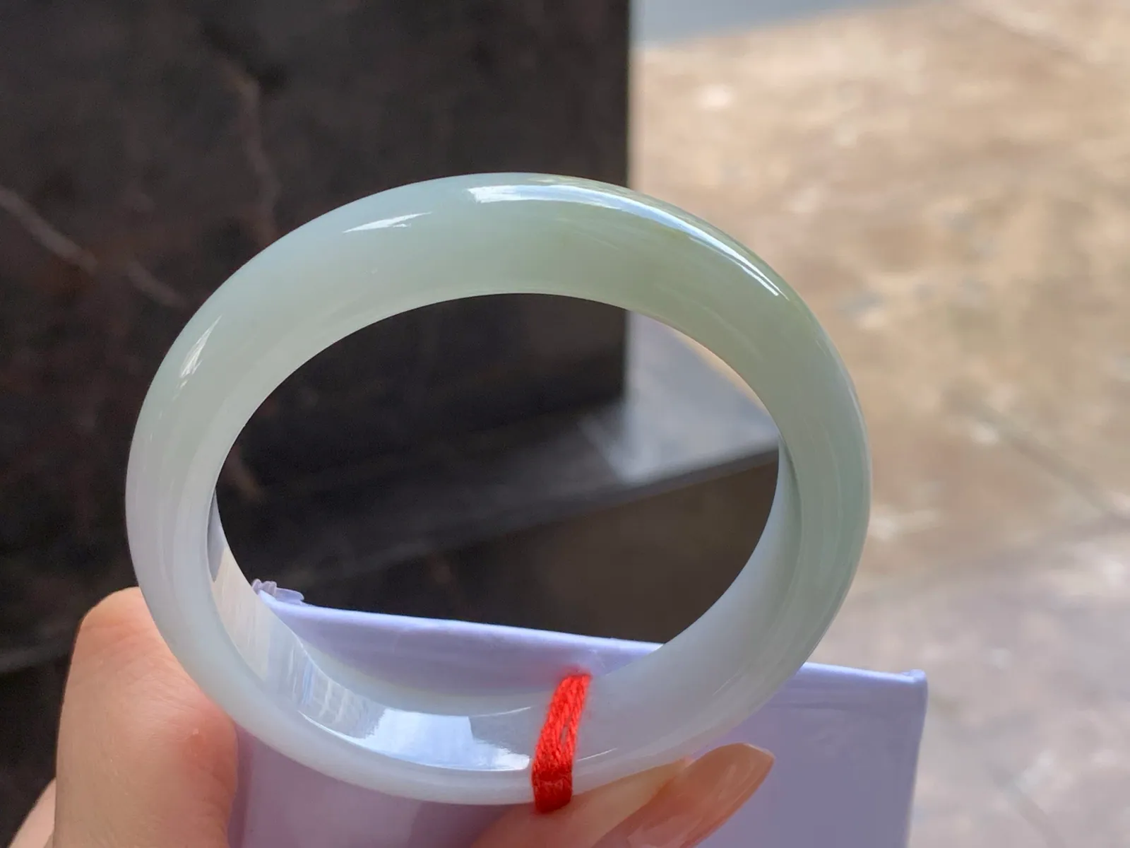 Type A Jadeite Bangle, White with Light Yellow, 57.5mm (7)