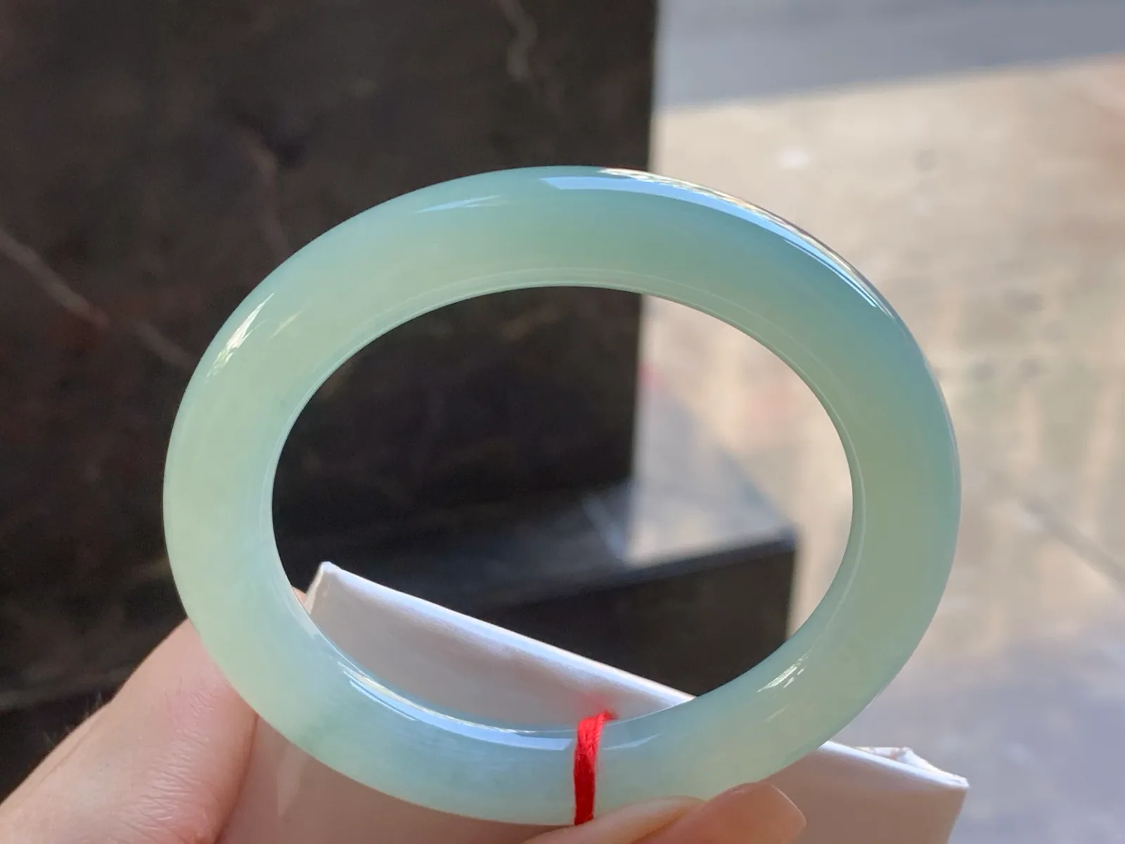 Type A Jadeite Round Bangle, Pale Green, 56.8mm (7)