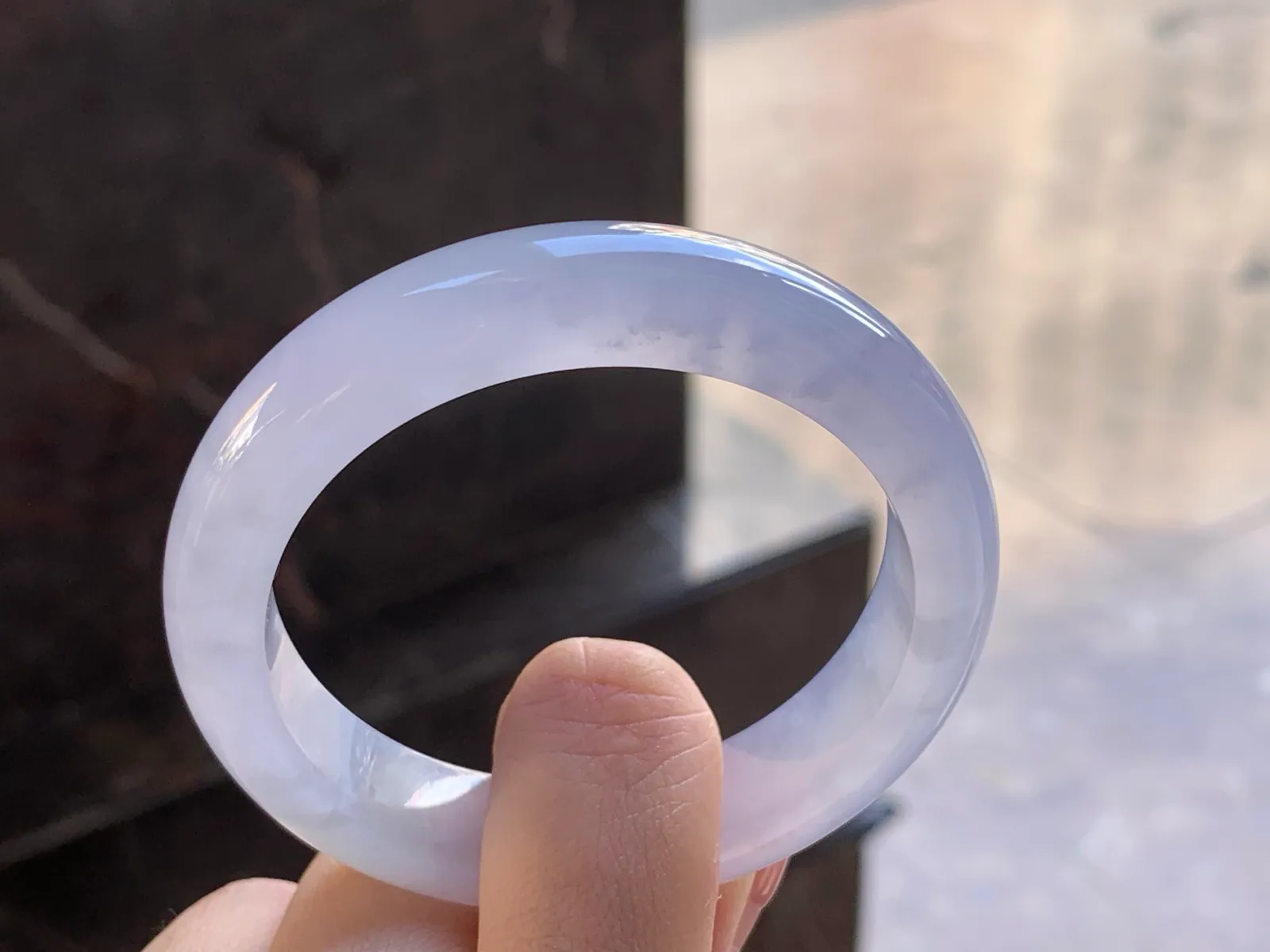 天然A货翡翠 冰种 淡春 正装手镯 圈口52.4mm (2)
