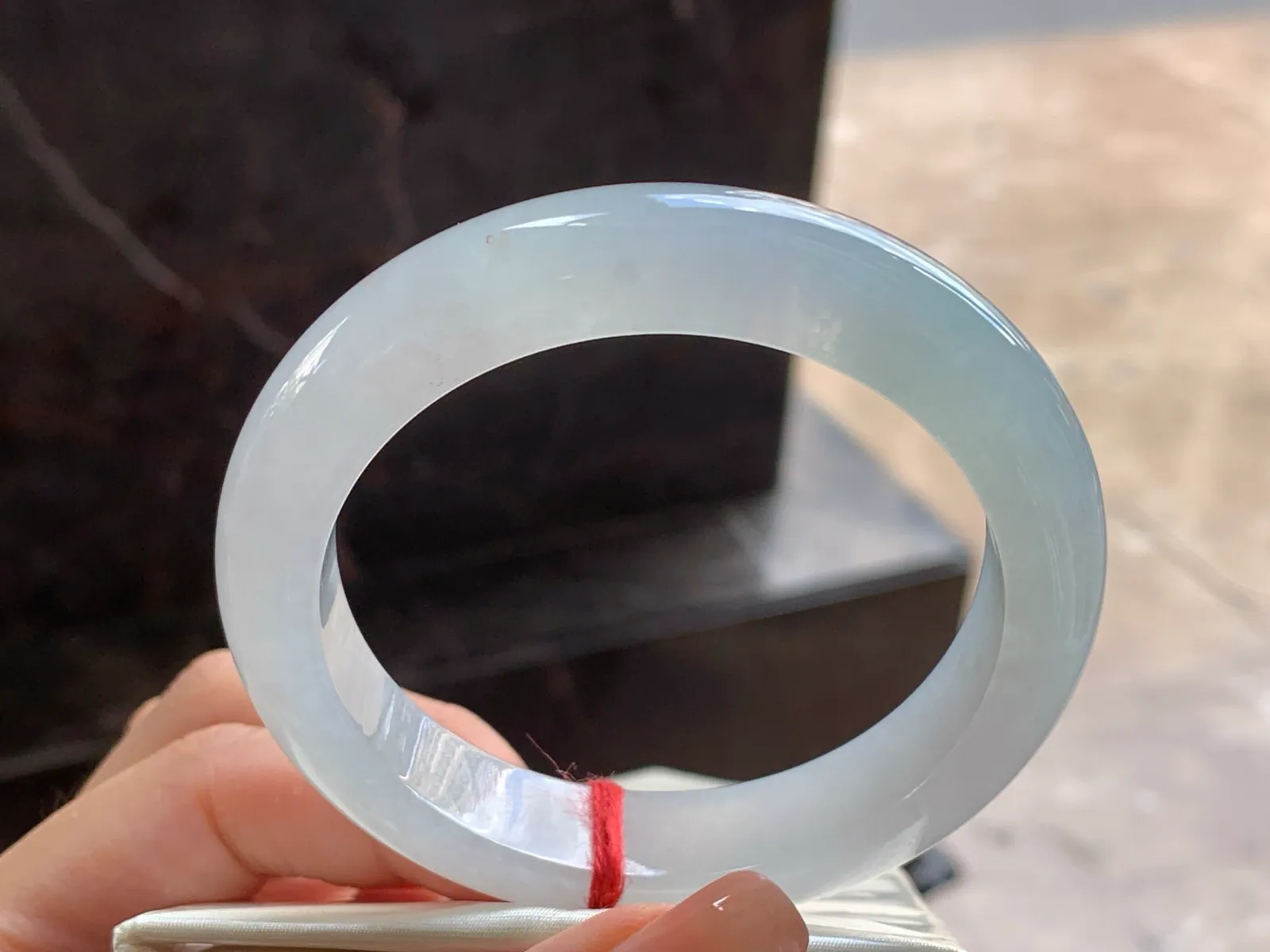 Natural Type A Jadeite Bangle, Icy-Glutinous White, 57mm (3)