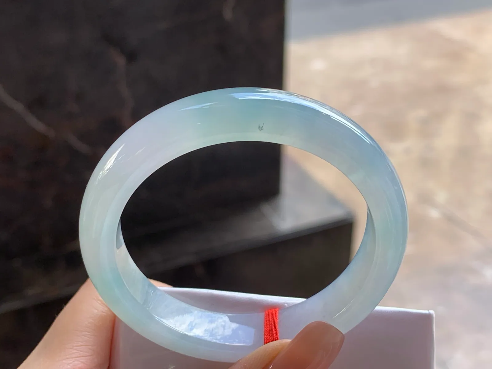 天然A货翡翠 糯冰种 淡晴水 正装手镯 圈口52.7mm (6)