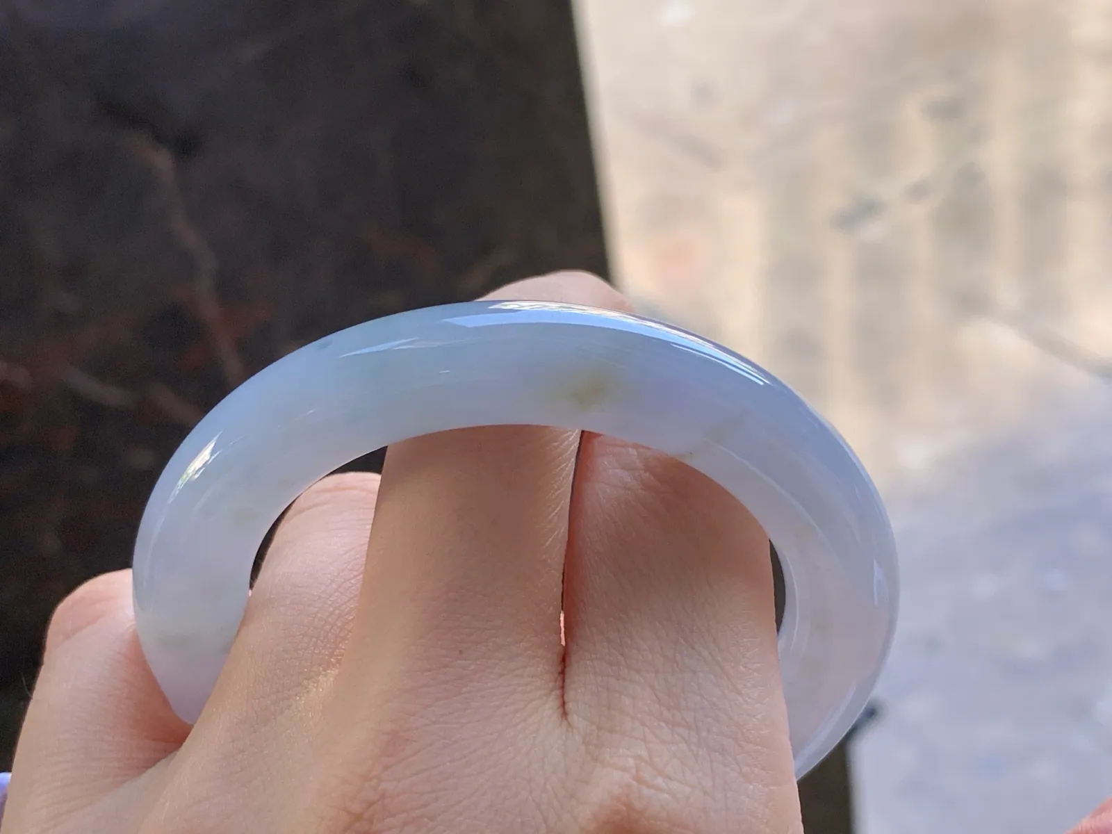 Type A Jadeite Round Bangle, Glutinous White, 53.3mm (10)