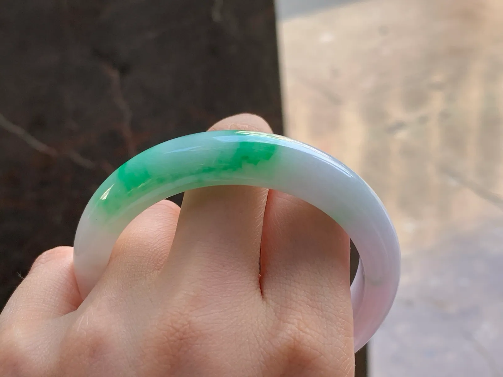 Natural Type A Jadeite Bangle, Lavender and Green, 56.7mm (7)