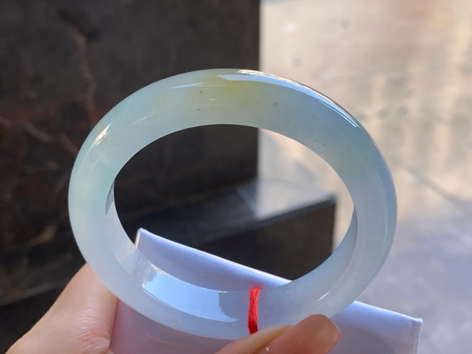 Type A Jadeite Flat Bangle, Pale Yellow, 56.7mm (6)