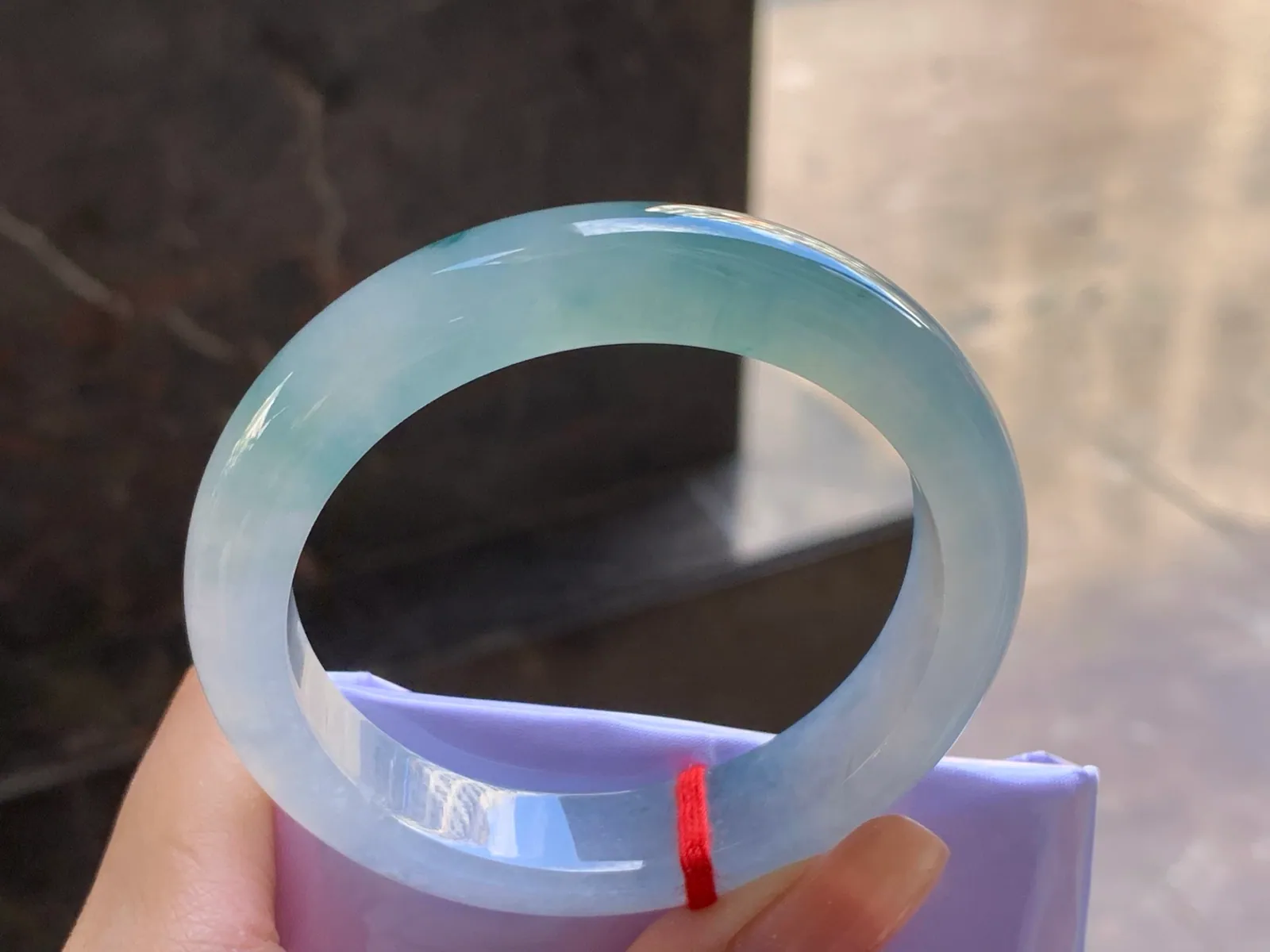 Natural Type A Jadeite Bangle, Icy Blue Floating, 53.4mm (6)