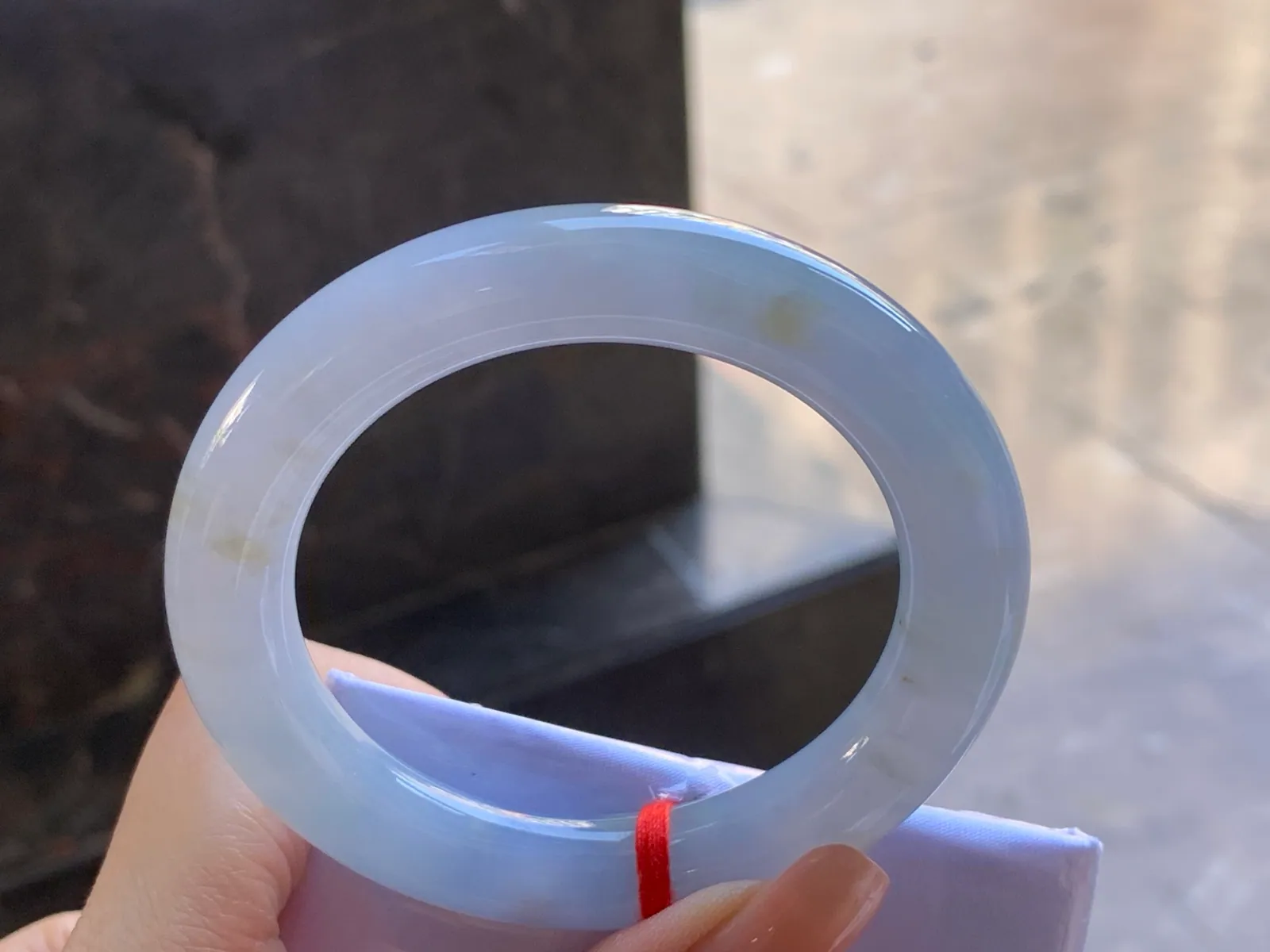 Type A Jadeite Round Bangle, Glutinous White, 53.3mm (6)
