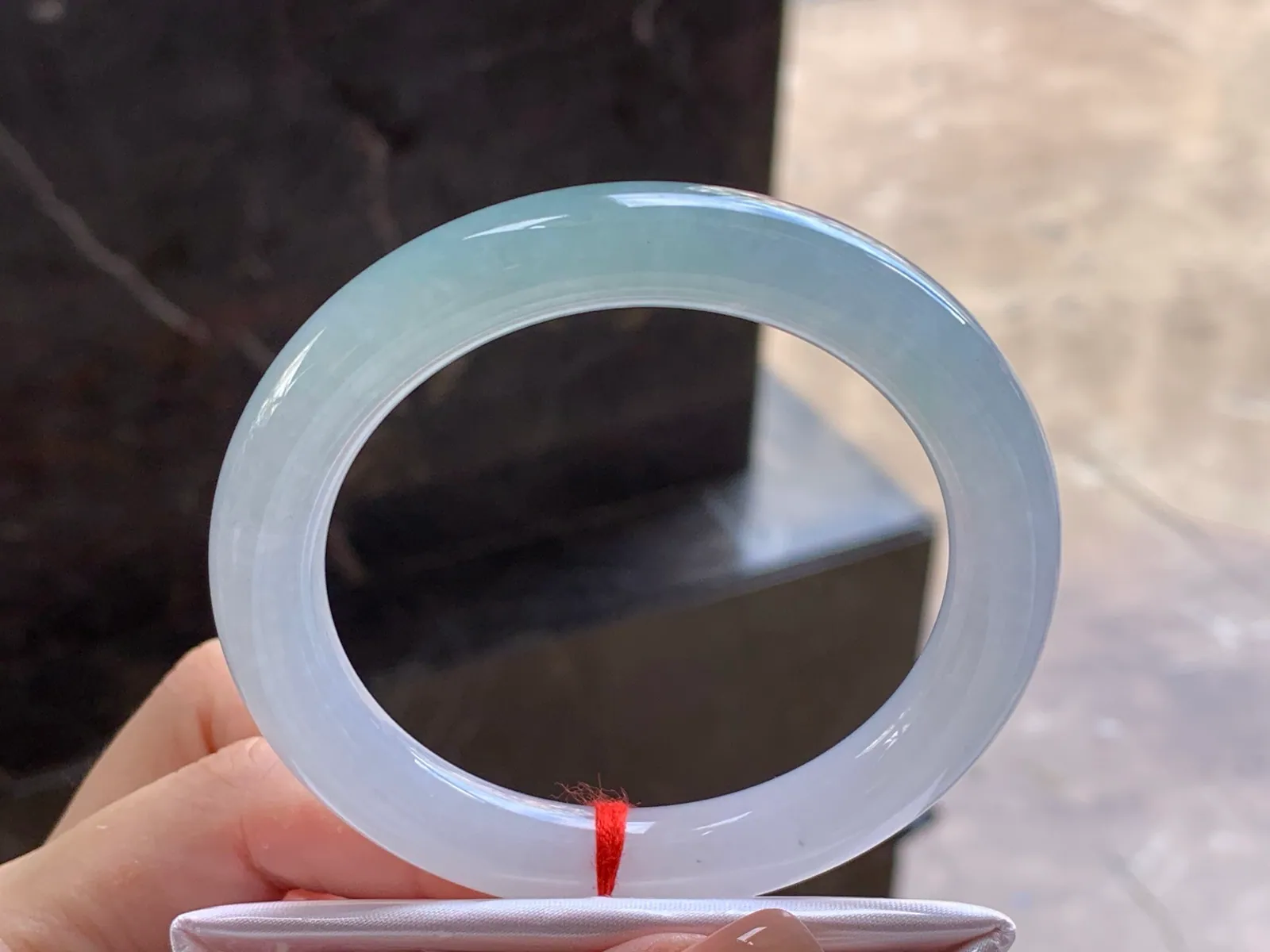 Natural Type A Jadeite Round Bangle, Pale Blue-Green, 55.7mm (4)