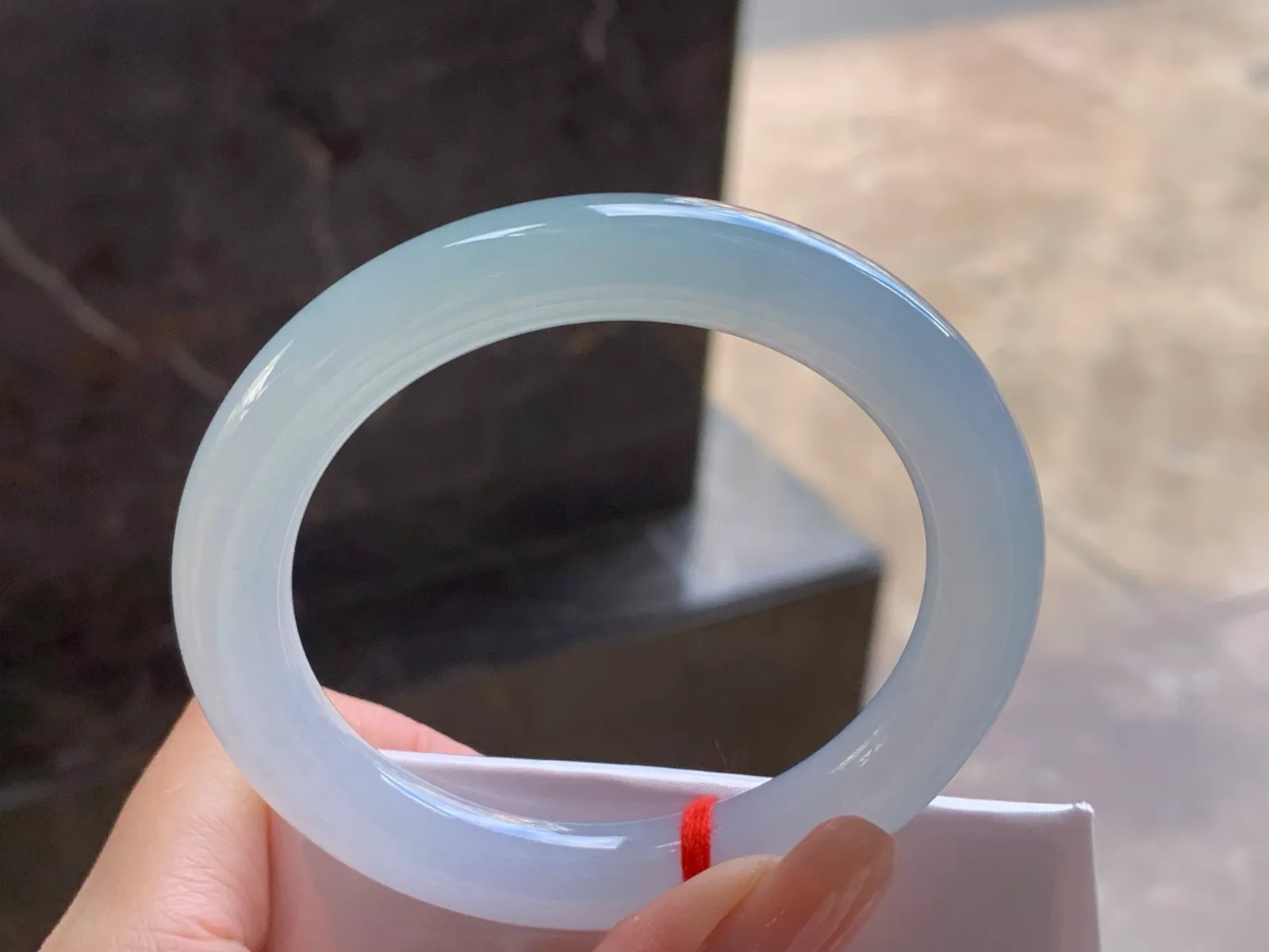 Natural Type A Jadeite Bangle, Icy Glutinous White, 54.7mm (6)