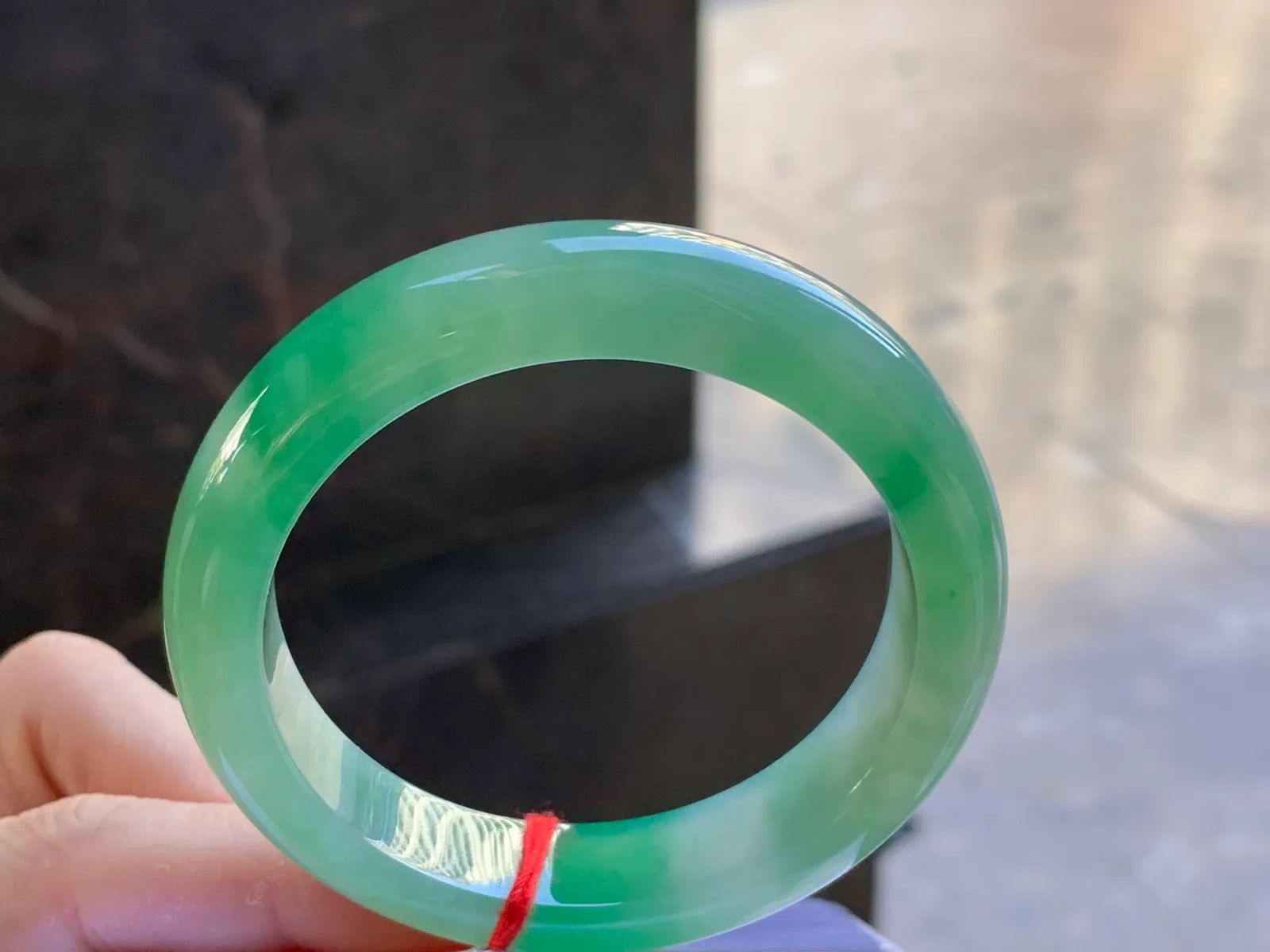 Type A Jadeite Flat Bangle, Bright Green, 51.8mm