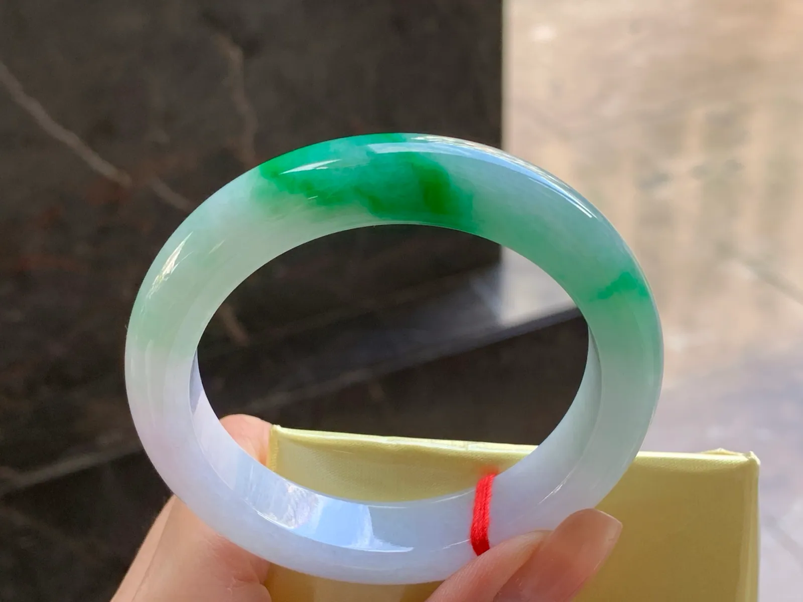 Type A Jadeite Flat Bangle, Lavender & Green, 56.9mm (6)