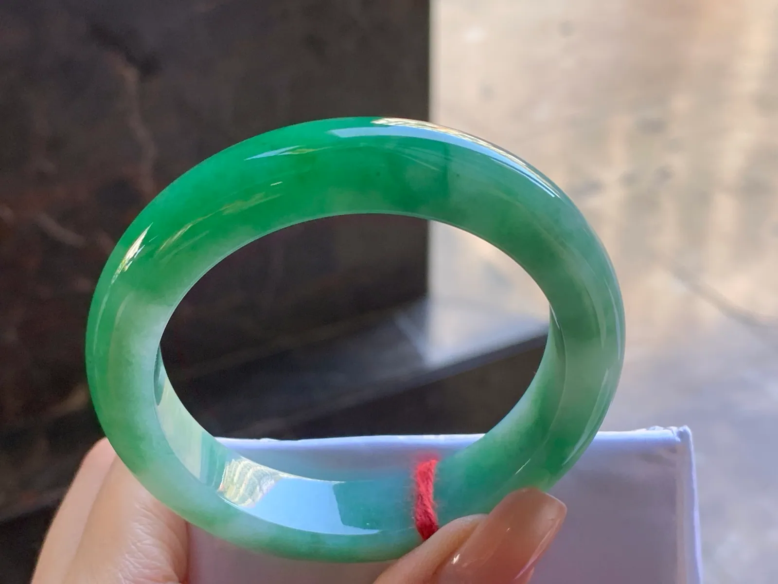 Type A Jadeite Flat Bangle, Glutinous Bright Green, 55mm (7)