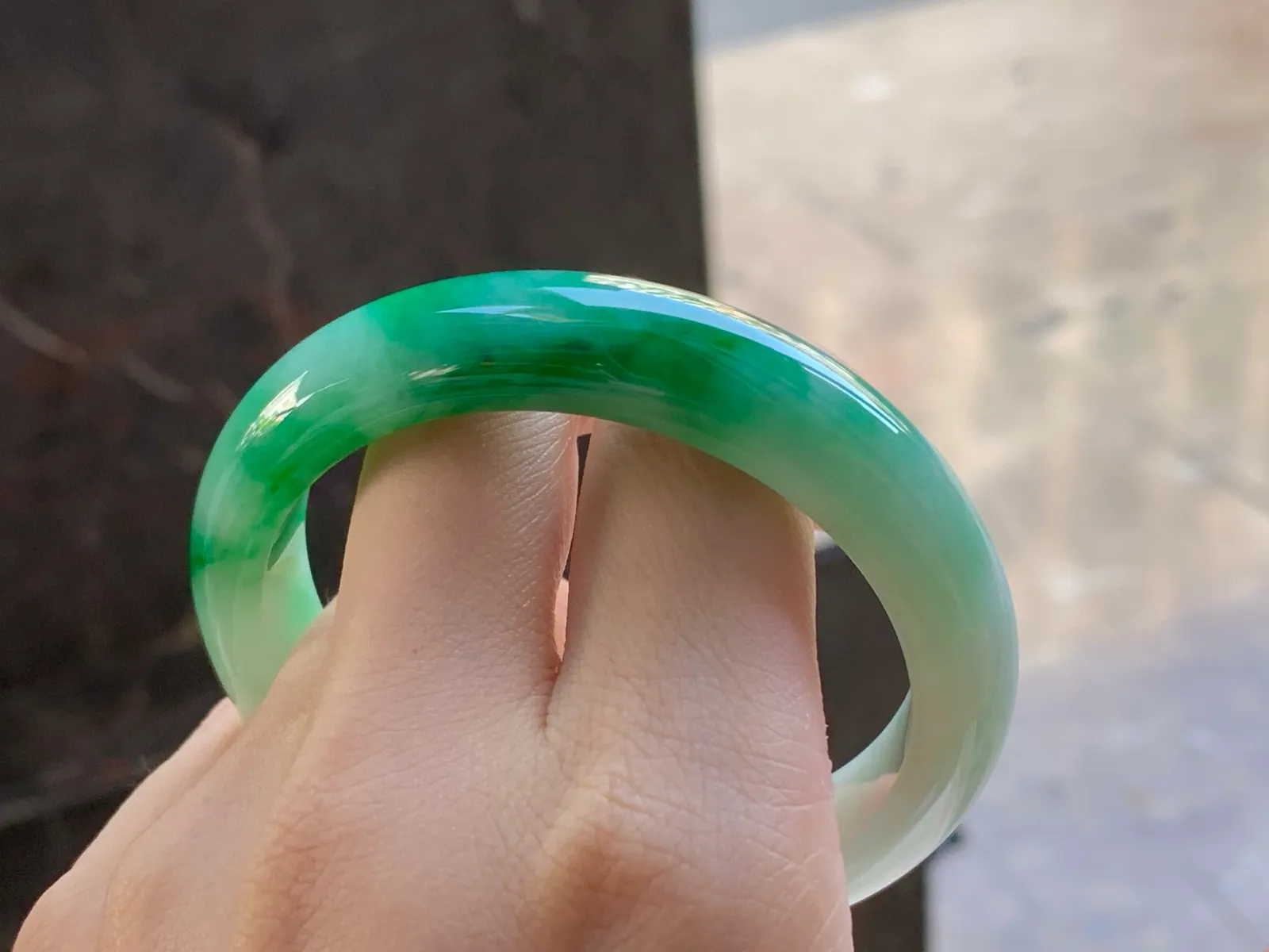 Type A Jadeite Flat Bangle, Spicy Green, 55.6mm (10)