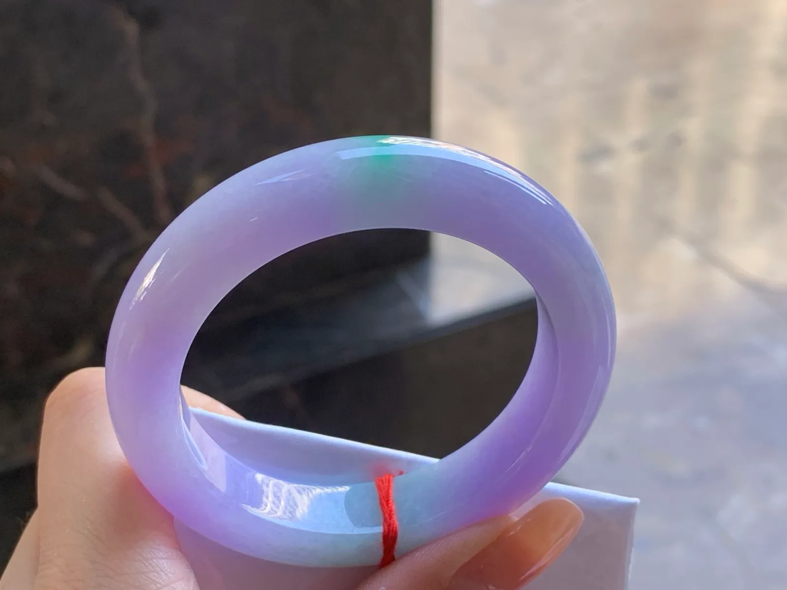 Type A Jadeite Flat Bangle, Lavender and Green, 50.6mm (5)