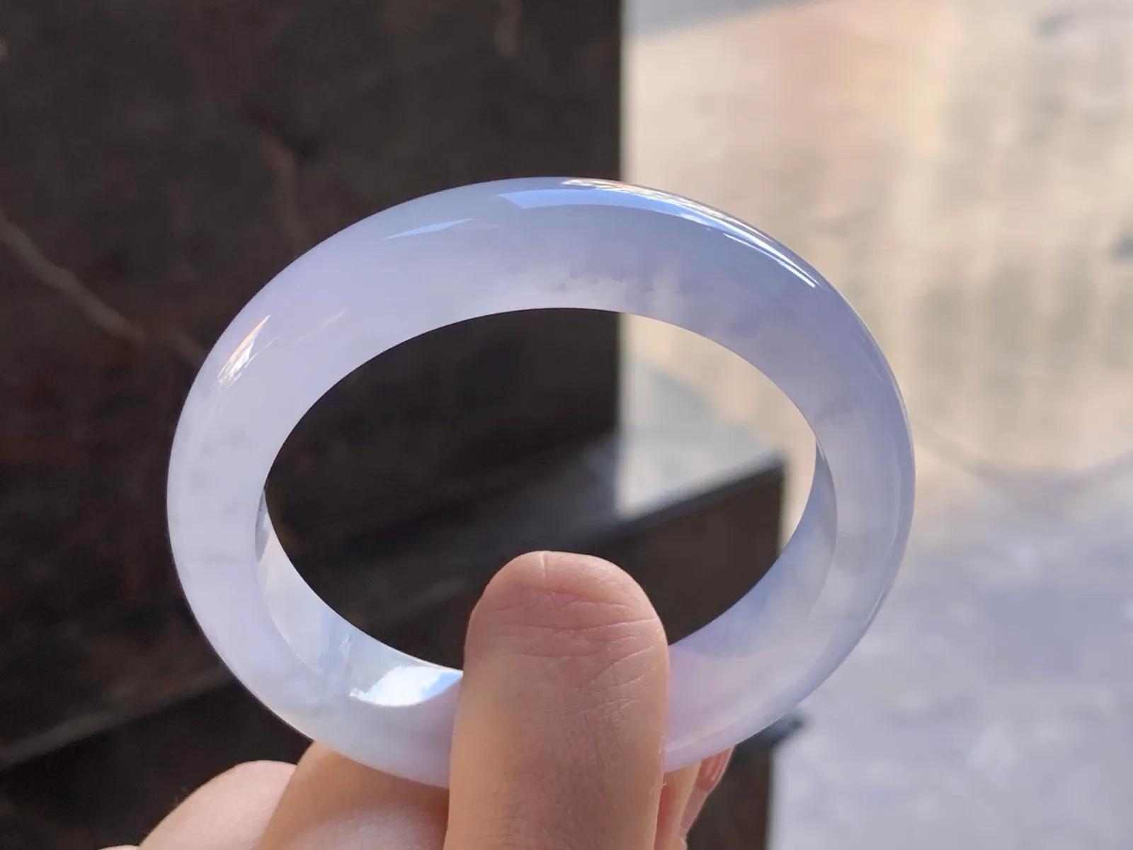 天然A货翡翠 冰种 淡春 正装手镯 圈口52.4mm (3)