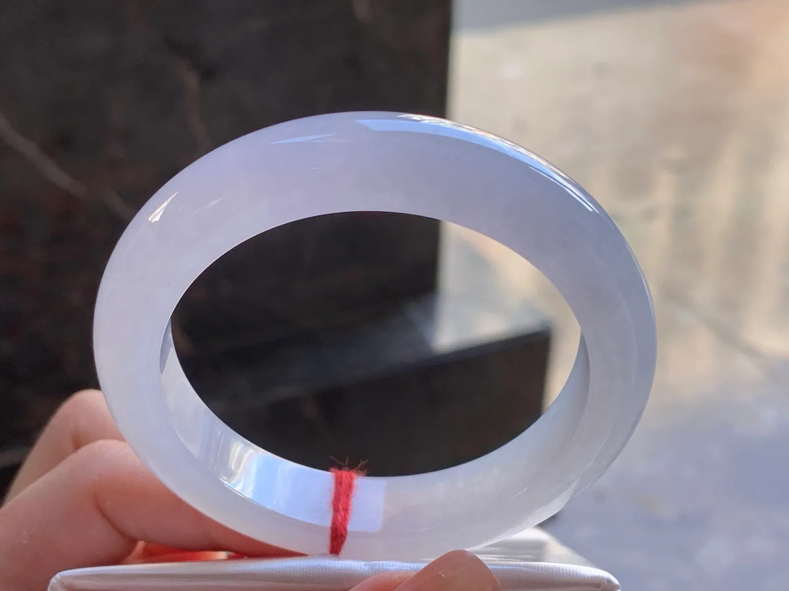 Type A Jadeite Flat Bangle, Glutinous White, 55mm (4)