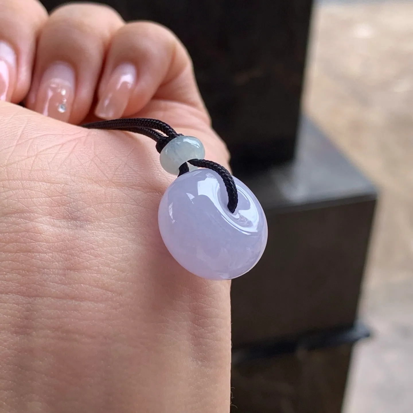 Type A Jadeite Huaigu Disc Pendant, Pink Lavender, 18.2mm (5)