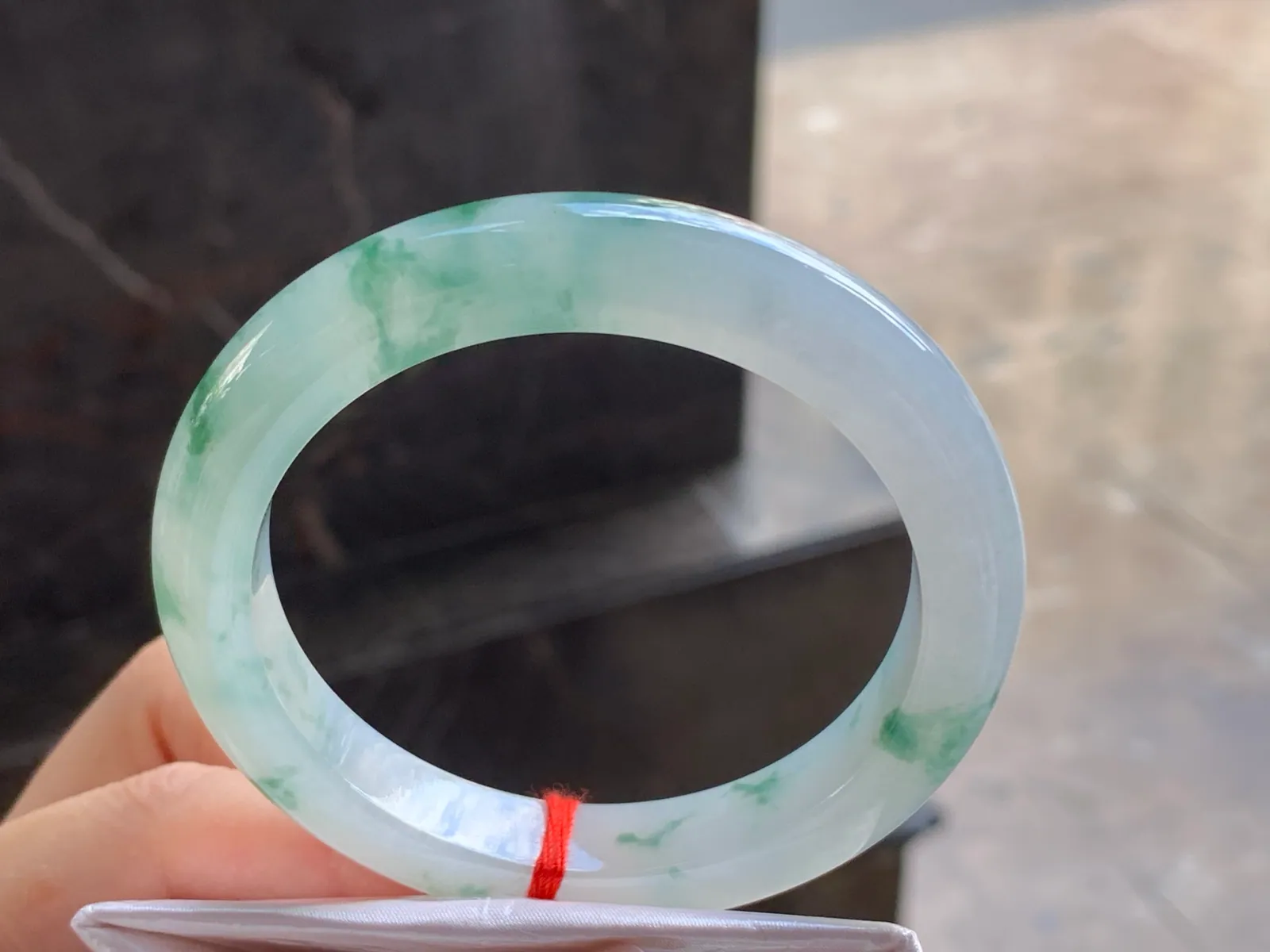 Type A Jadeite Flat Bangle, Floating Flower, 55.5mm (4)