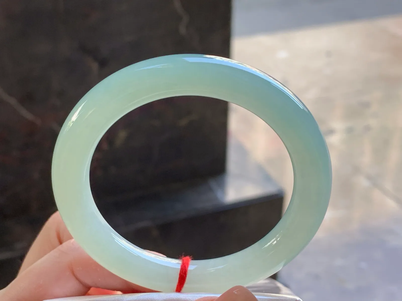 Type A Jadeite Round Bangle, Pale Green, 56.8mm (4)
