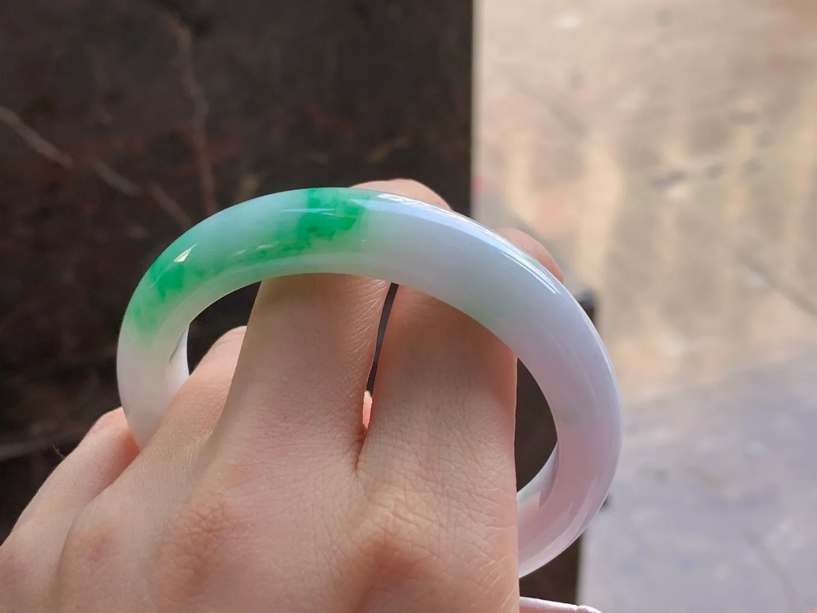 Natural Type A Jadeite Bangle, Lavender and Green, 56.7mm (9)