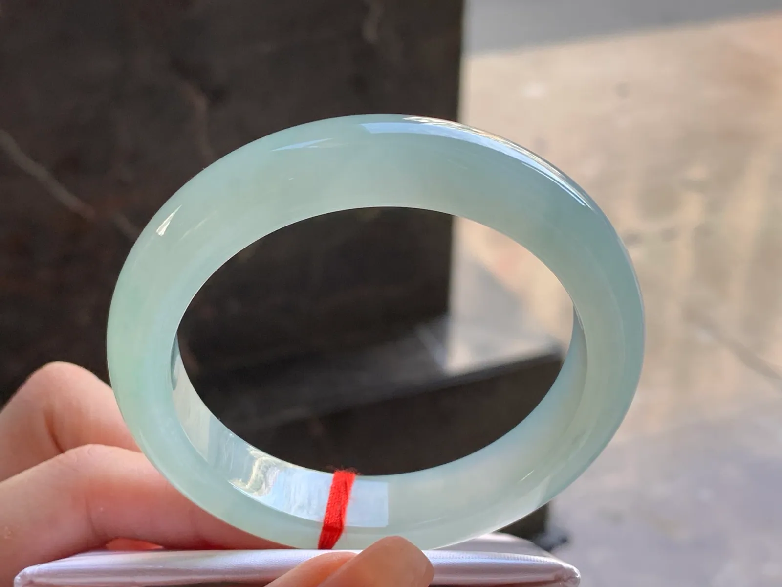 Natural Type A Jadeite Bangle, Pale Blue-Green, 57mm