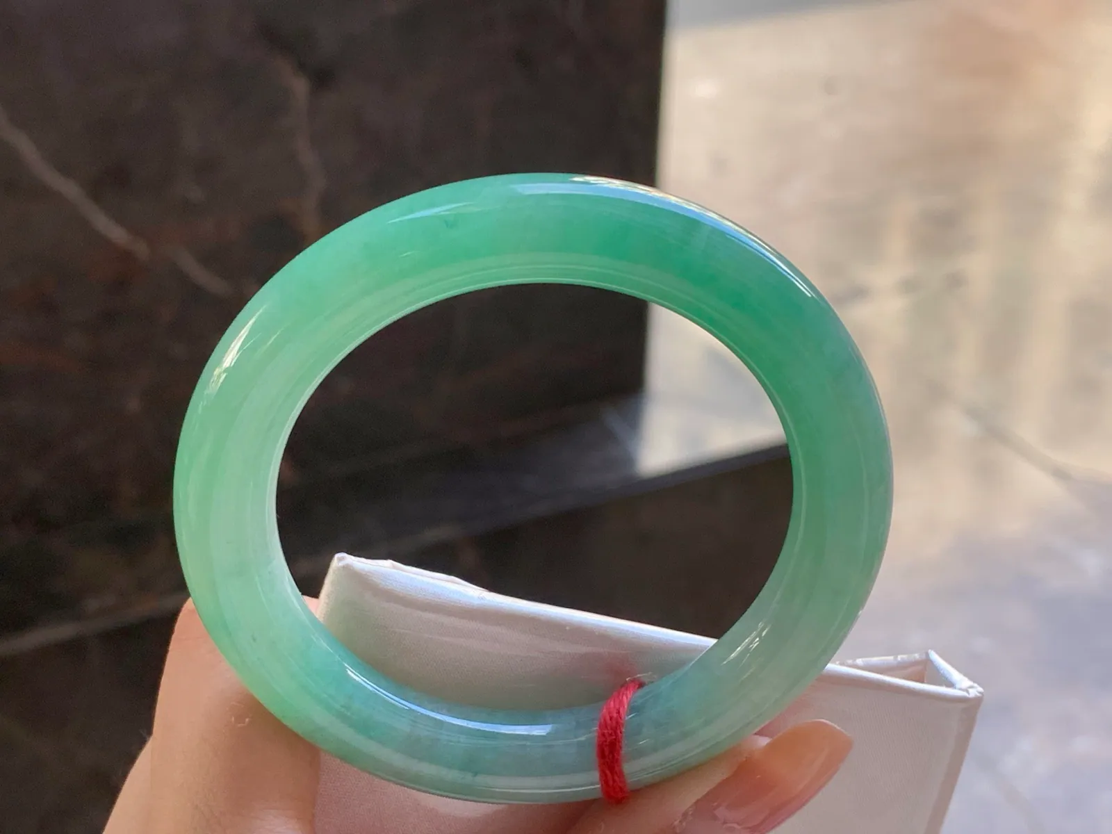 Natural Type A Jadeite Round Bangle, Light Green, 55.3mm (6)