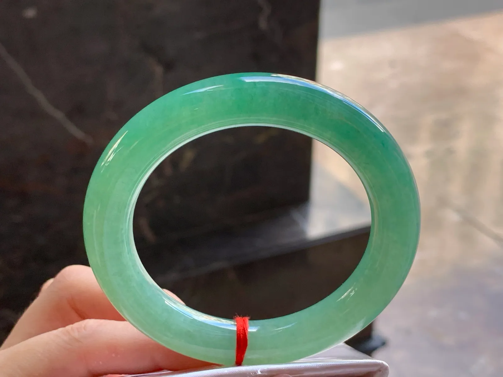 Natural Type A Jadeite Round Bangle, Icy Light Green, 55mm (4)