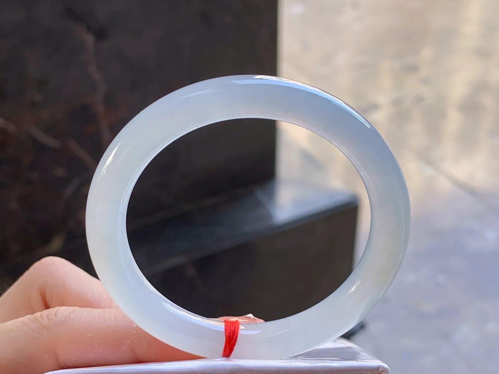 Type A Jadeite Round Bangle, Icy-Glutinous Icy White, 51mm