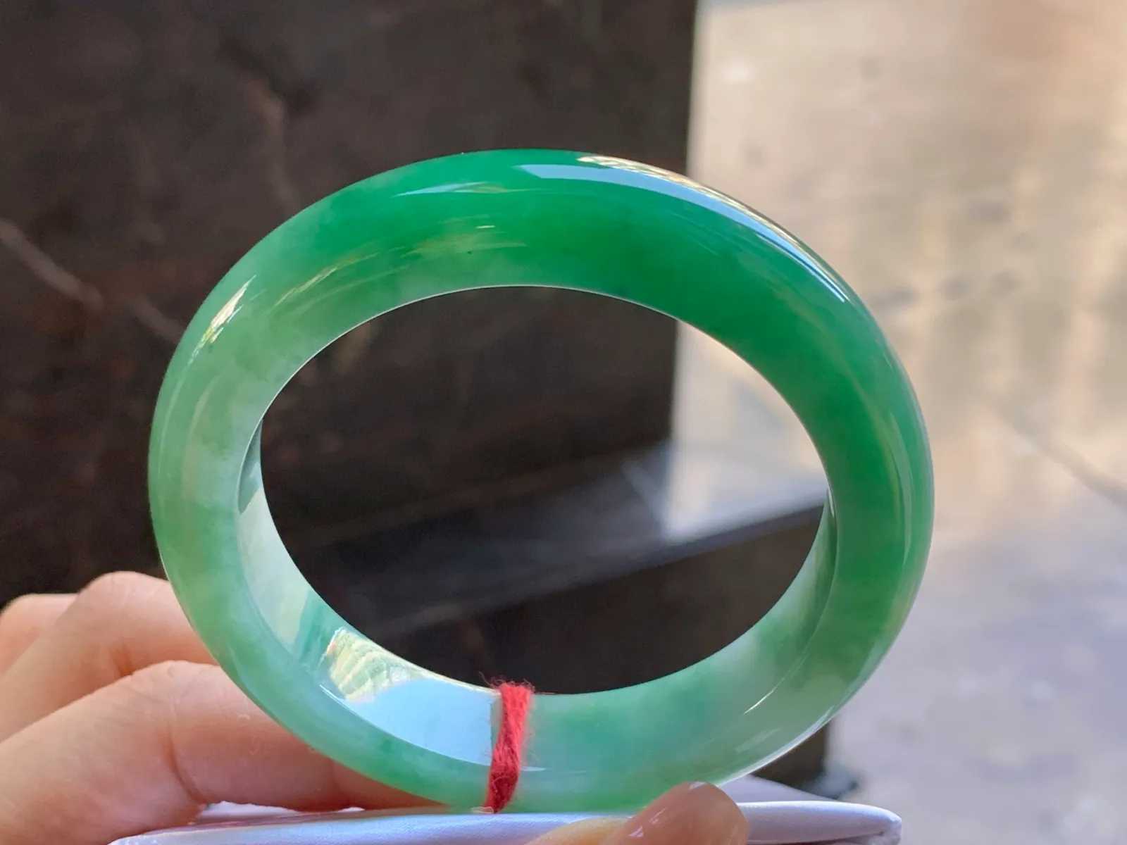 Type A Jadeite Flat Bangle, Glutinous Bright Green, 55mm (4)
