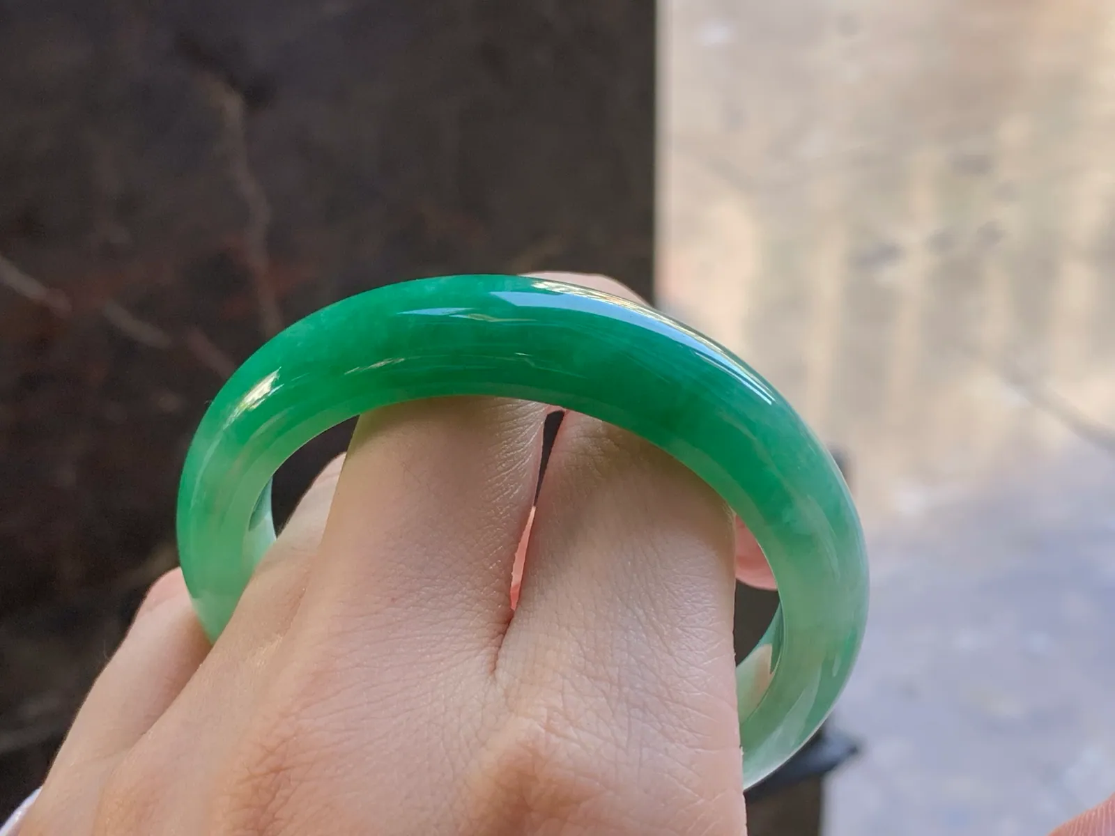Type A Jadeite Flat Bangle, Bright Green, 52.3mm (9)