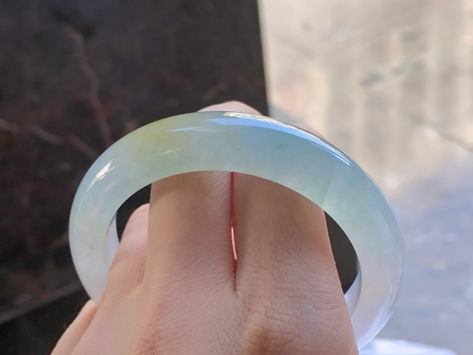 Type A Jadeite Flat Bangle, Pale Yellow, 56.7mm (8)