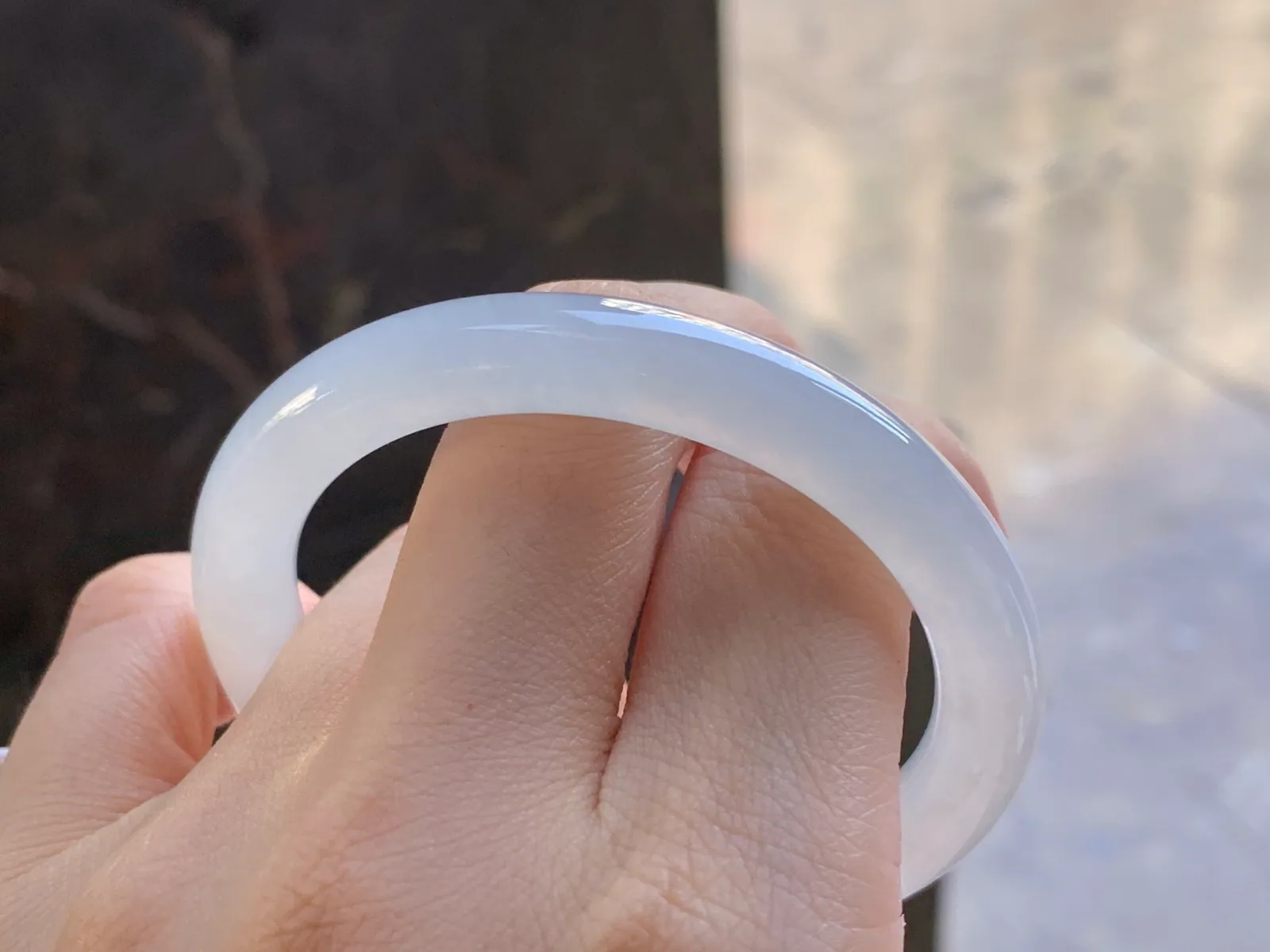 Type A Jadeite Round Bangle, Icy-Glutinous Icy White, 51mm (10)