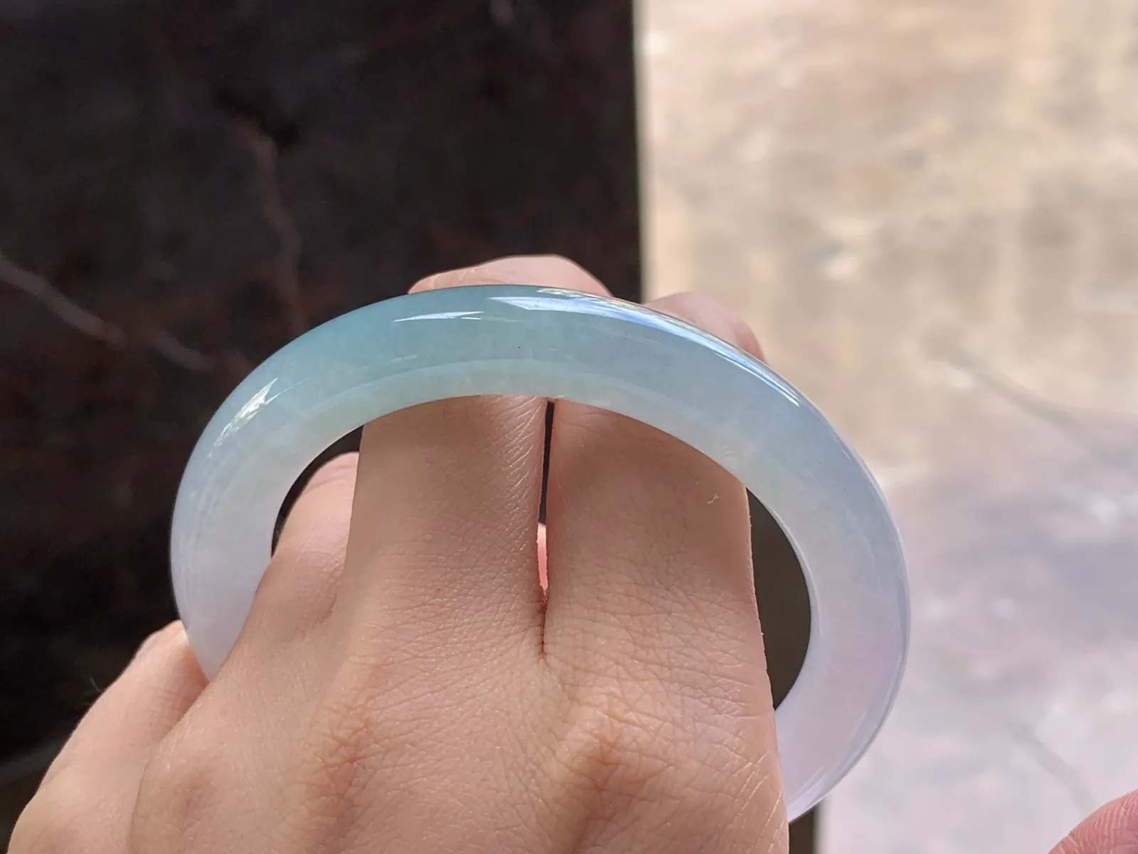 Natural Type A Jadeite Round Bangle, Pale Blue-Green, 55.7mm (9)