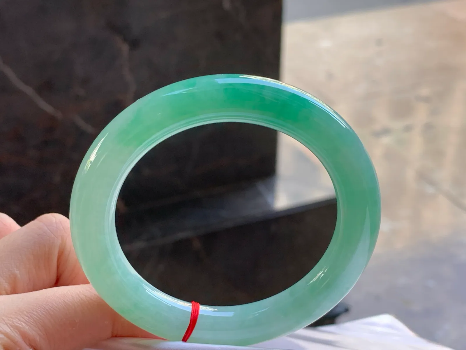 Type A Jadeite Round Bangle, Glutinous Bean Green, 57.4mm (4)