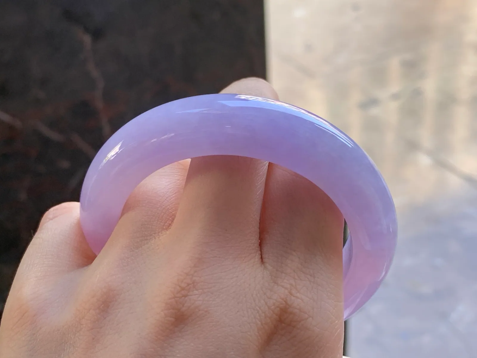 Type A Jadeite Flat Bangle, Full Lavender, 55.6mm (8)