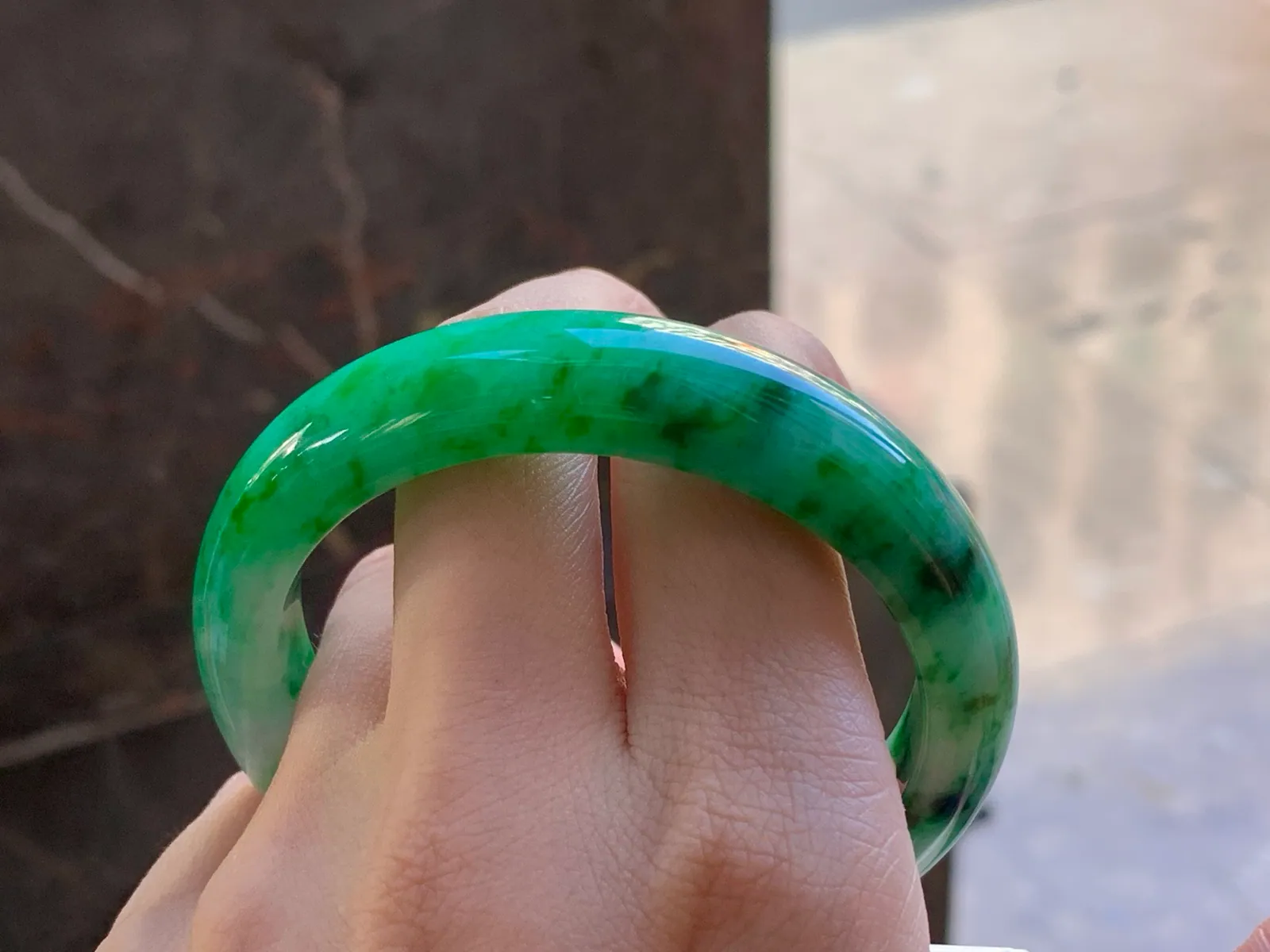 Natural Type A Green Jadeite Bangle, Icy Glutinous, 56mm (9)