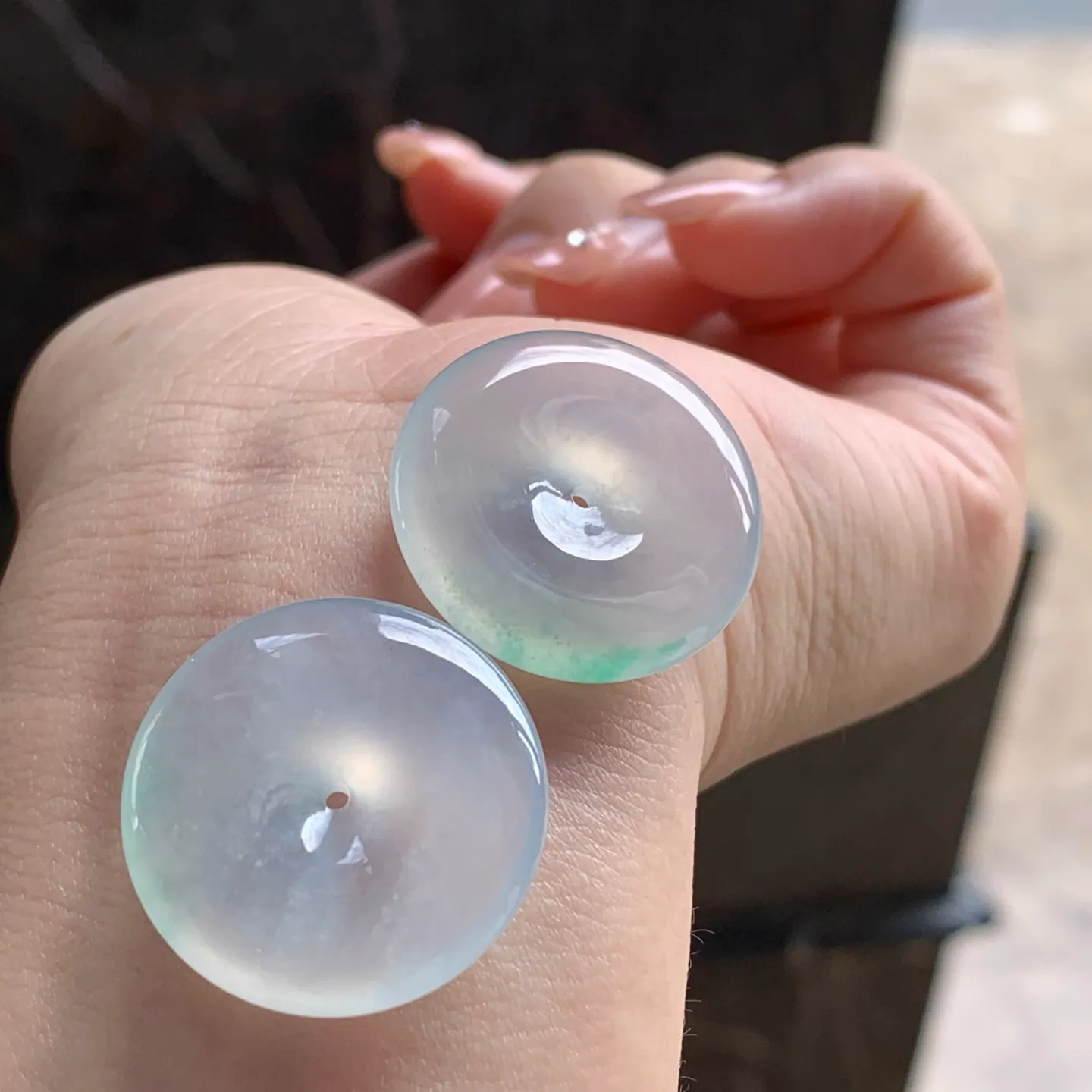 Type A Jadeite Safety Coin Pair, Icy Clear, 24mm (3)