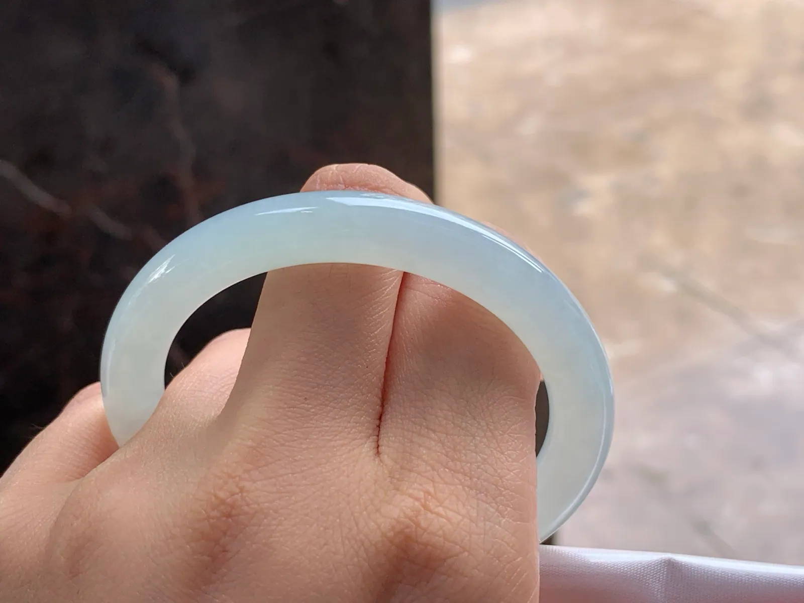 Natural Type A Jadeite Round Bangle, Pale Blue-Green, 53mm (9)