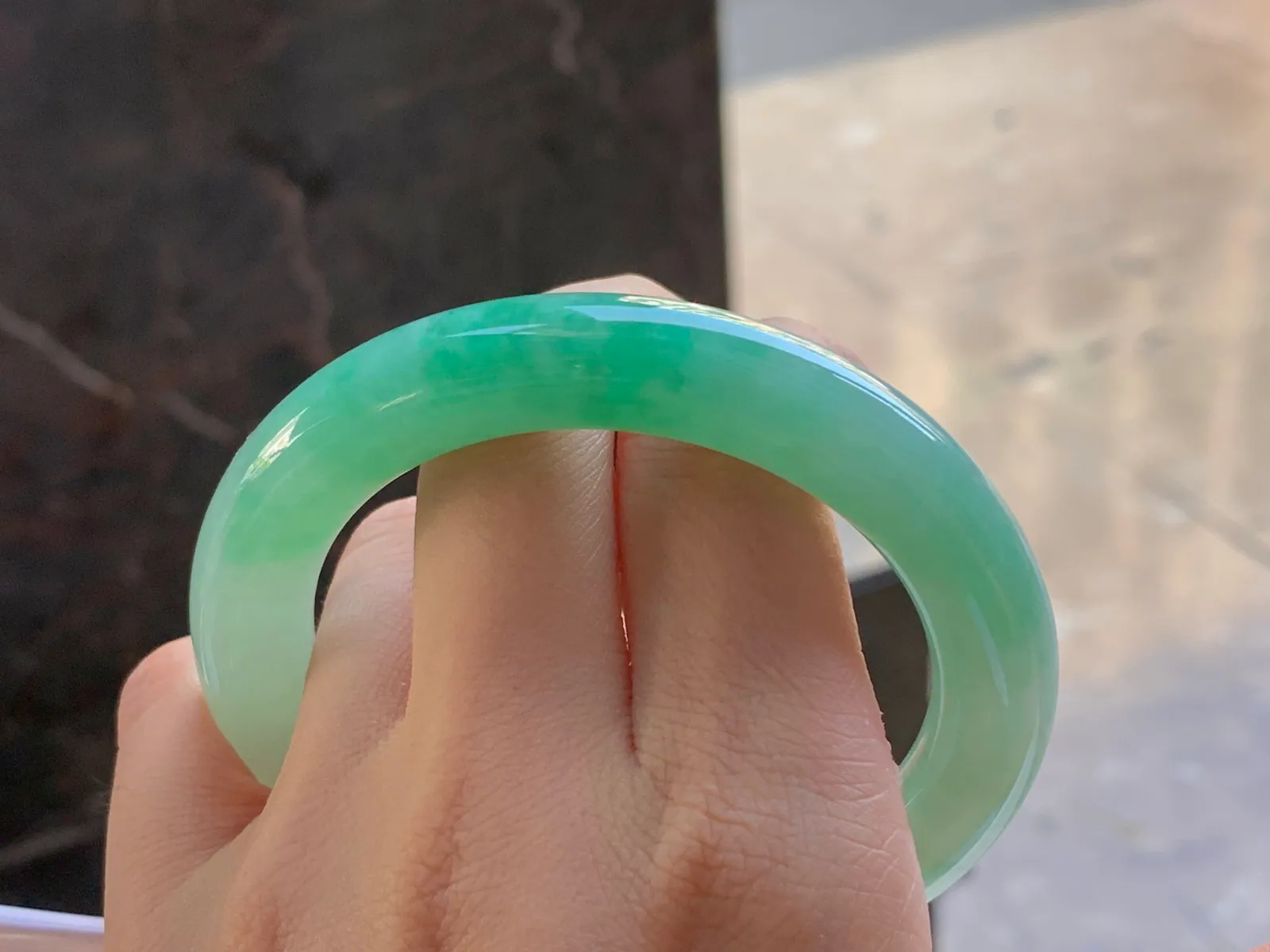 Type A Jadeite Round Bangle, Glutinous Bean Green, 57.4mm (10)