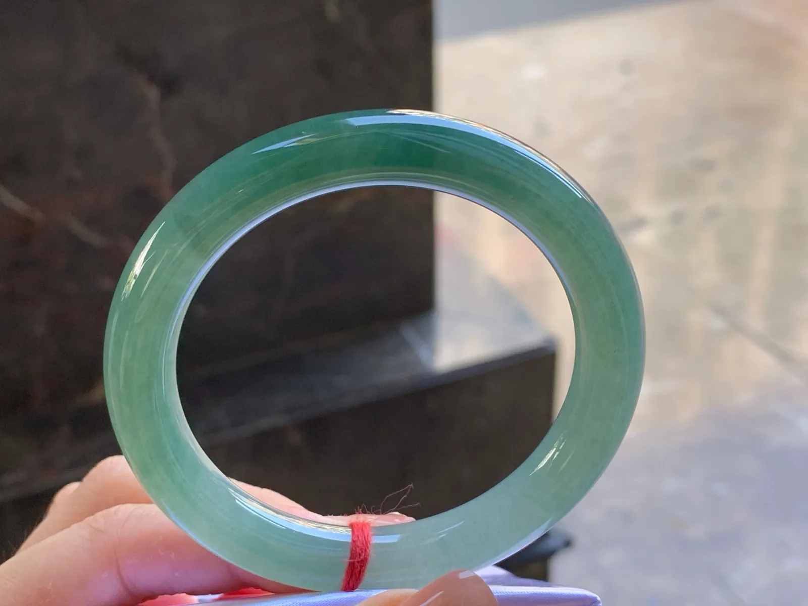 Type A Jadeite Round Bangle, Icy-Glutinous Blue-Green, 57mm