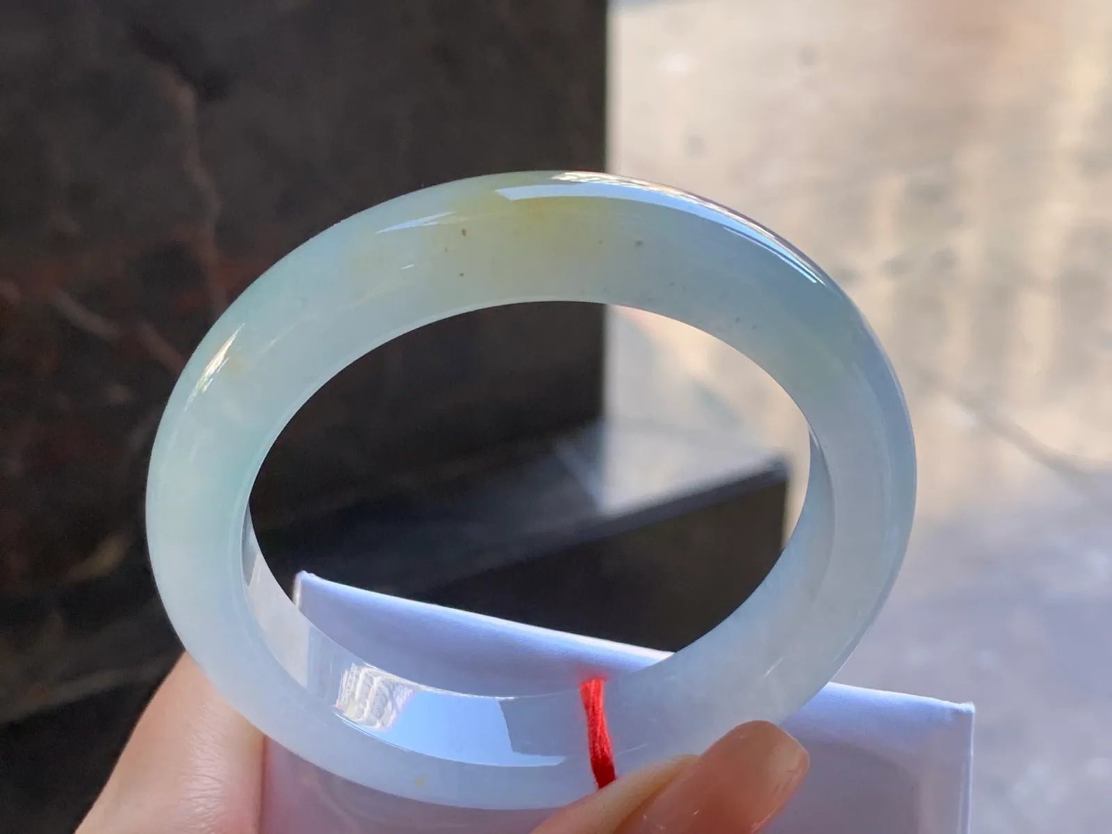 Type A Jadeite Flat Bangle, Pale Yellow, 56.7mm (5)