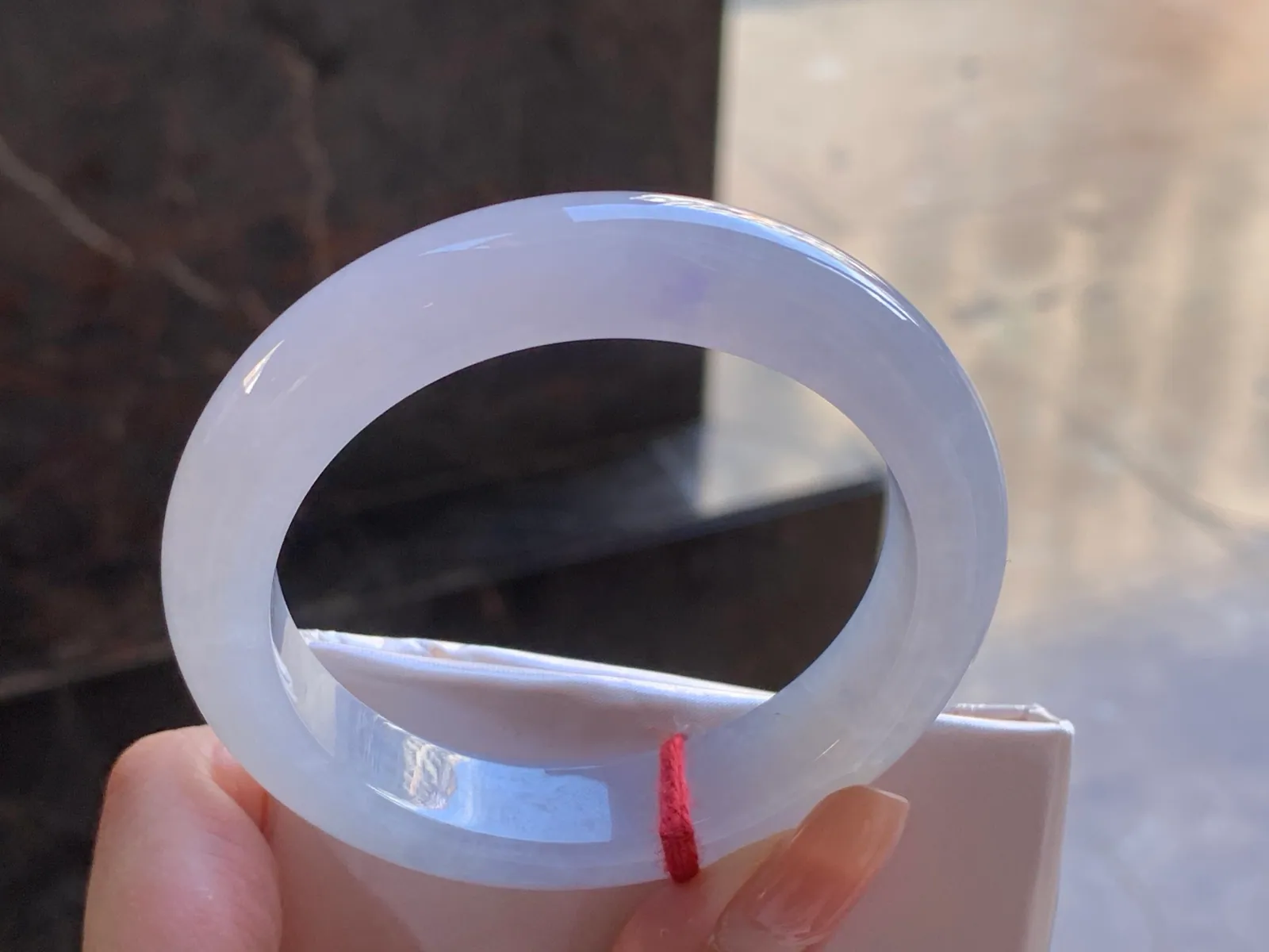 Type A Jadeite Flat Bangle, Glutinous White, 55mm (6)