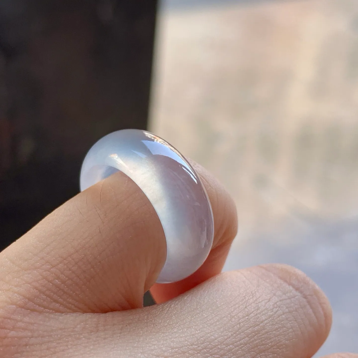 Type A Jadeite Wide Band Ring, Icy Clear, 15.2mm (5)