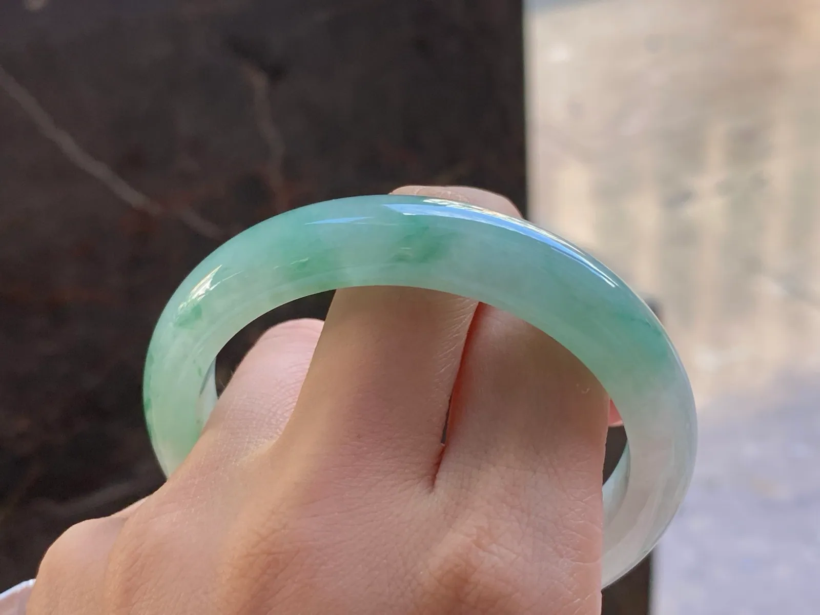 Natural Type A Jadeite Floating Green Bangle, Icy, 56.3mm (10)