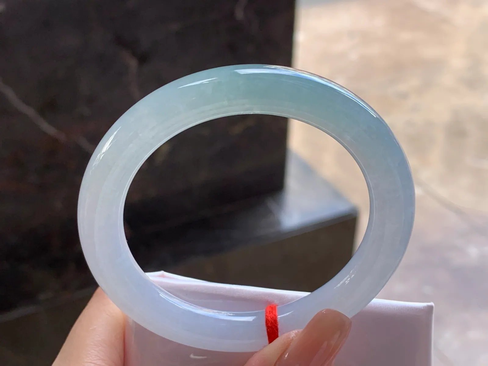 Natural Type A Jadeite Round Bangle, Pale Blue-Green, 55.7mm (6)