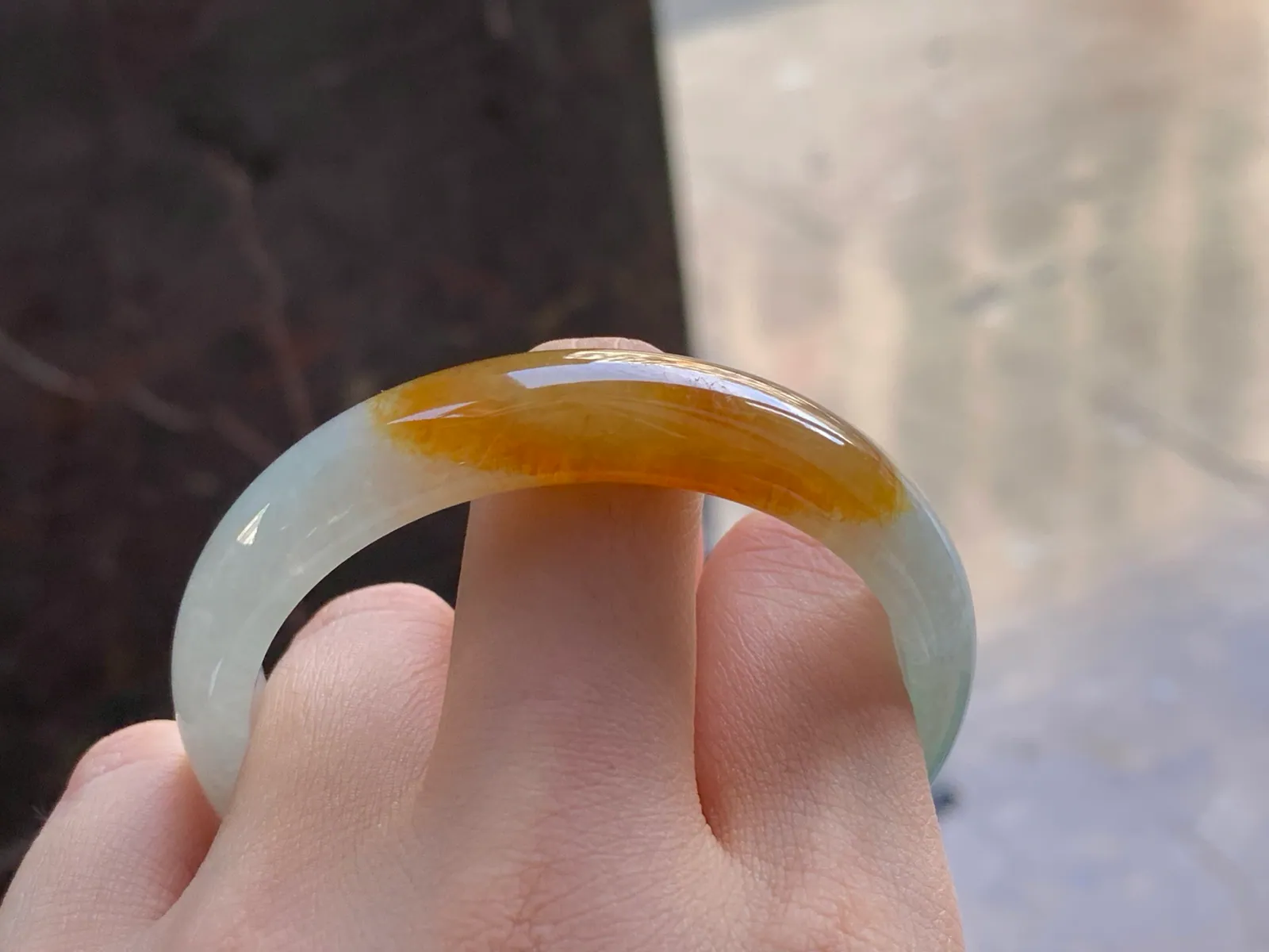 Natural Type A Yellow Jadeite Bangle, Icy Glutinous, 51.6mm (9)