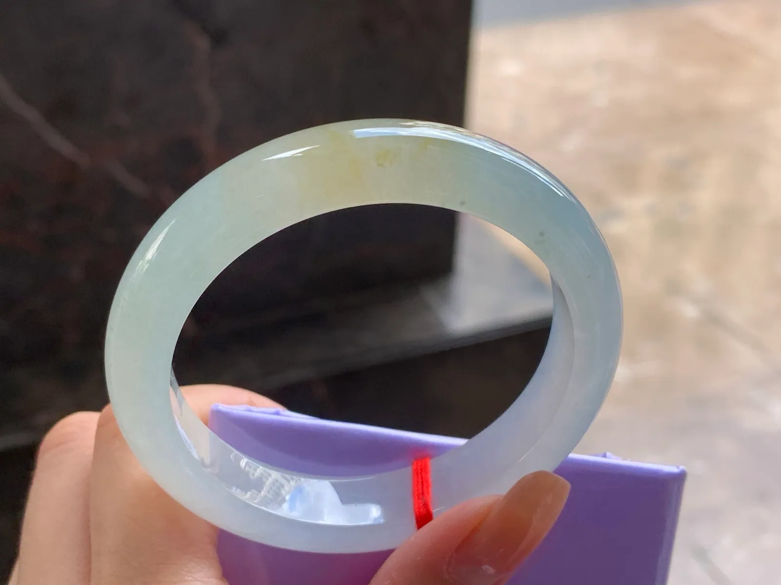 Natural Type A Jadeite Bangle, Icy, Light Yellow, 55.5mm (6)