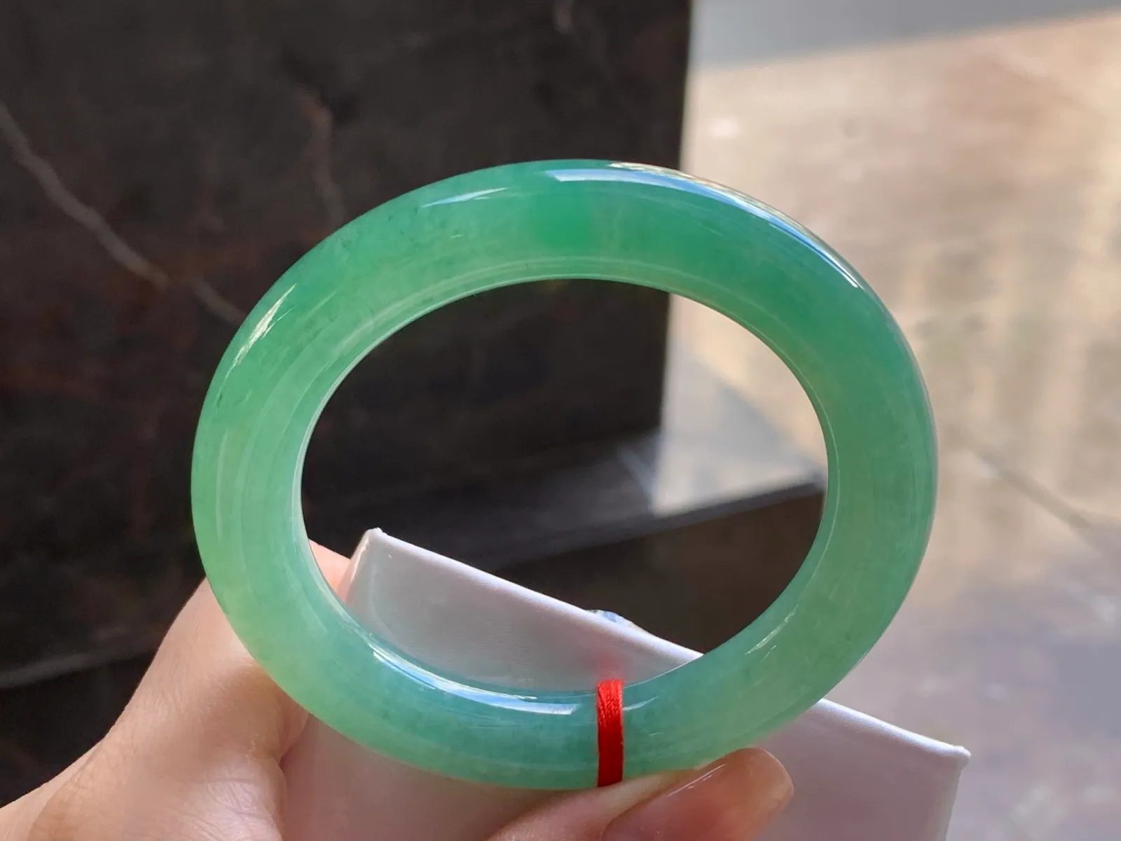 Natural Type A Jadeite Round Bangle, Icy Light Green, 55mm (7)